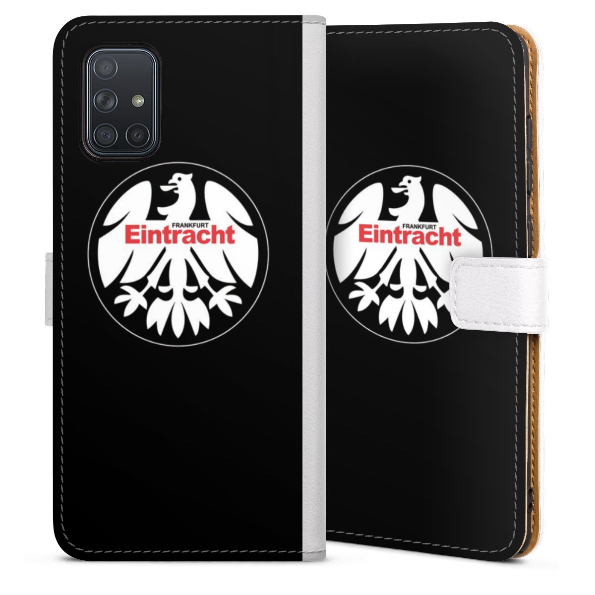 Galaxy A71 Handy Klapphülle Handyhülle aus Kunst Leder weiß Flip Case Official Licensed Product Sge Eintracht Frankfurt Sideflip mit Lasche