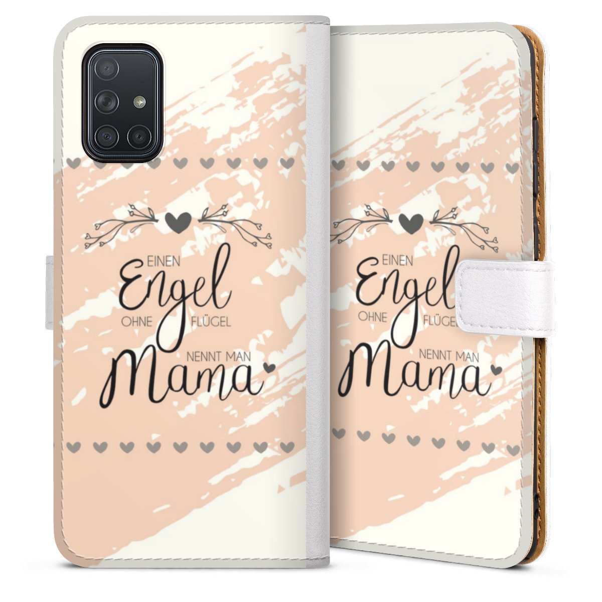 Galaxy A71 Handy Klapphülle Handyhülle aus Kunst Leder weiß Flip Case Mothersday Spruch Mom Sideflip mit Lasche