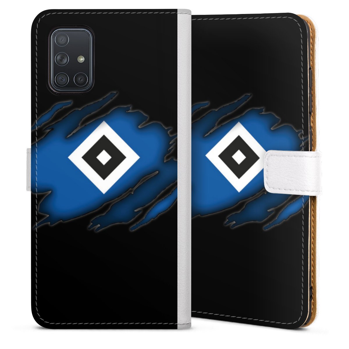 Galaxy A71 Handy Klapphülle Handyhülle aus Kunst Leder weiß Flip Case Official Licensed Product Hsv Hamburger Sv Sideflip mit Lasche