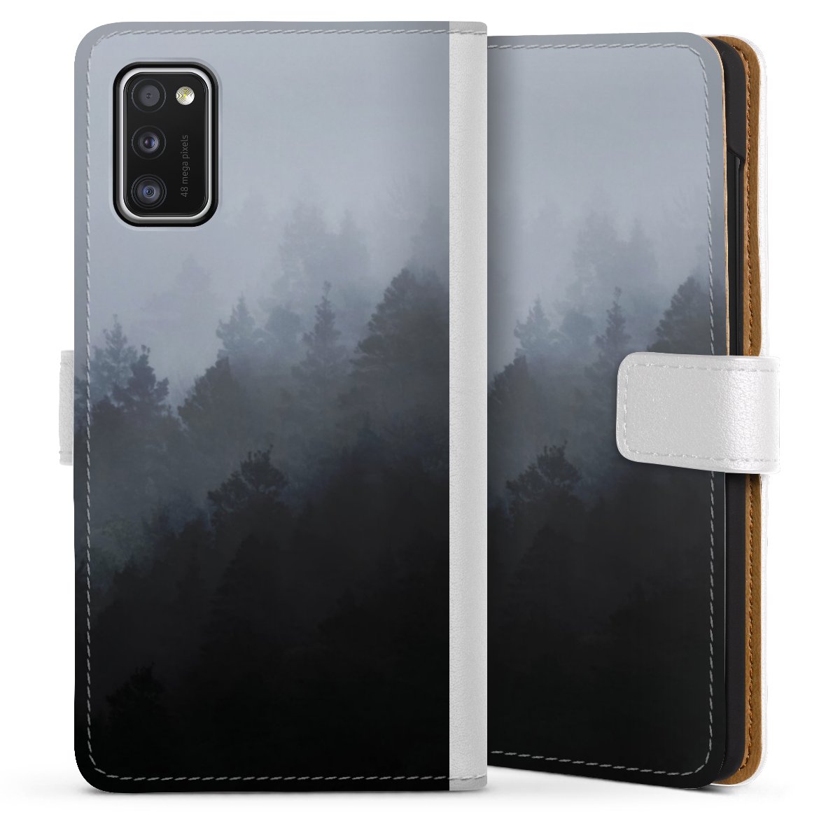 Galaxy A41 Handy Klapphülle Handyhülle aus Kunst Leder weiß Flip Case Kunst Nature Tree Sideflip mit Lasche