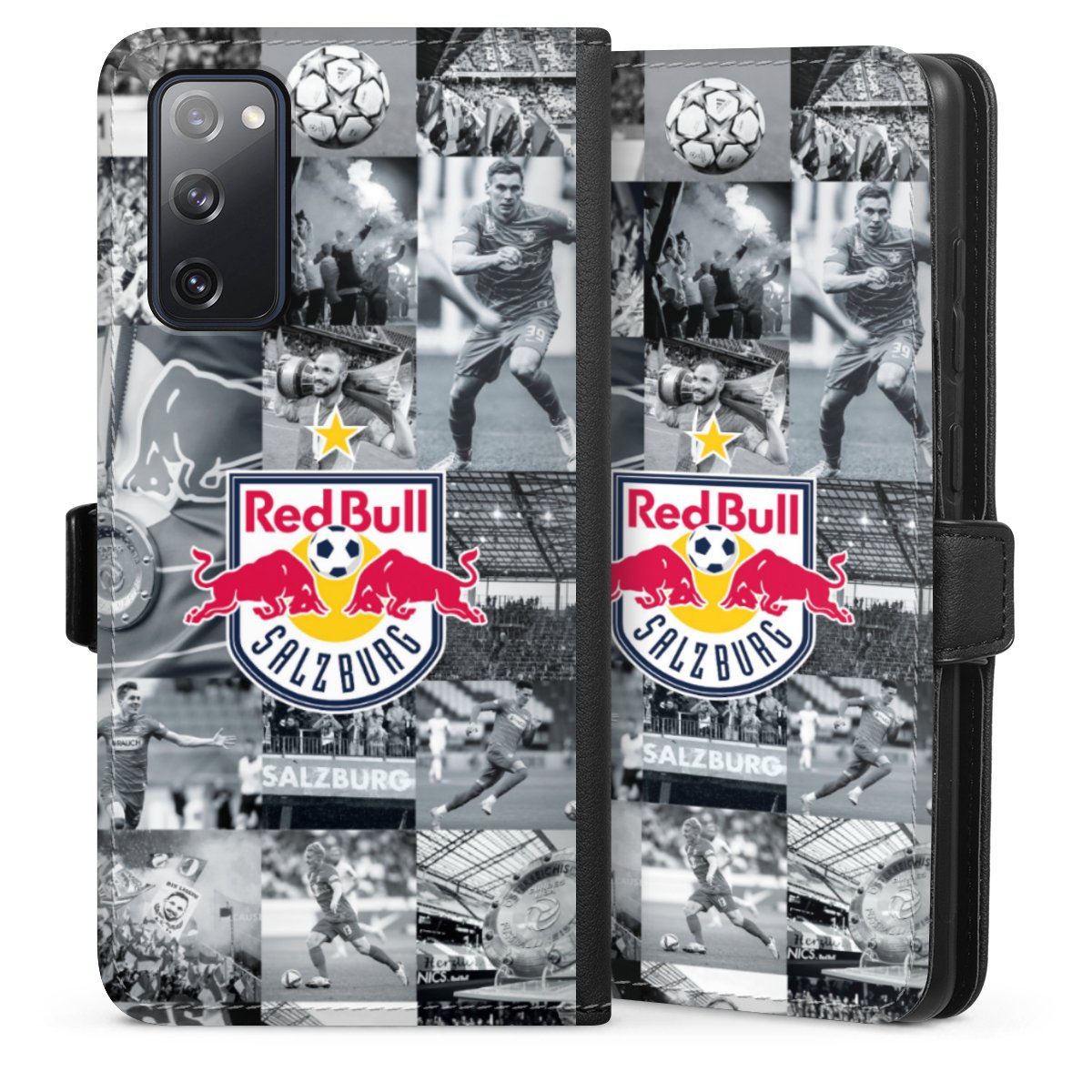 Galaxy S20 FE Handy Klapphülle Handyhülle aus Kunst Leder schwarz Flip Case Fc Red Bull Salzburg Salzburg Red Bull Sideflip mit Lasche