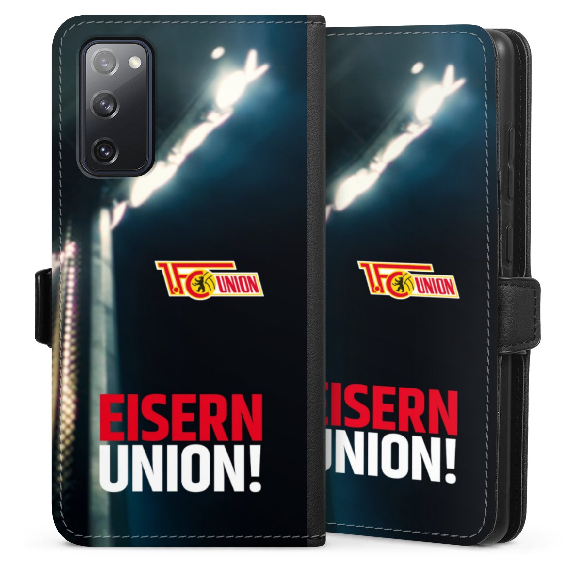 Galaxy S20 FE Handy Klapphülle Handyhülle aus Kunst Leder schwarz Flip Case 1. Fc Union Berlin Merchandise Soccer Sideflip mit Lasche