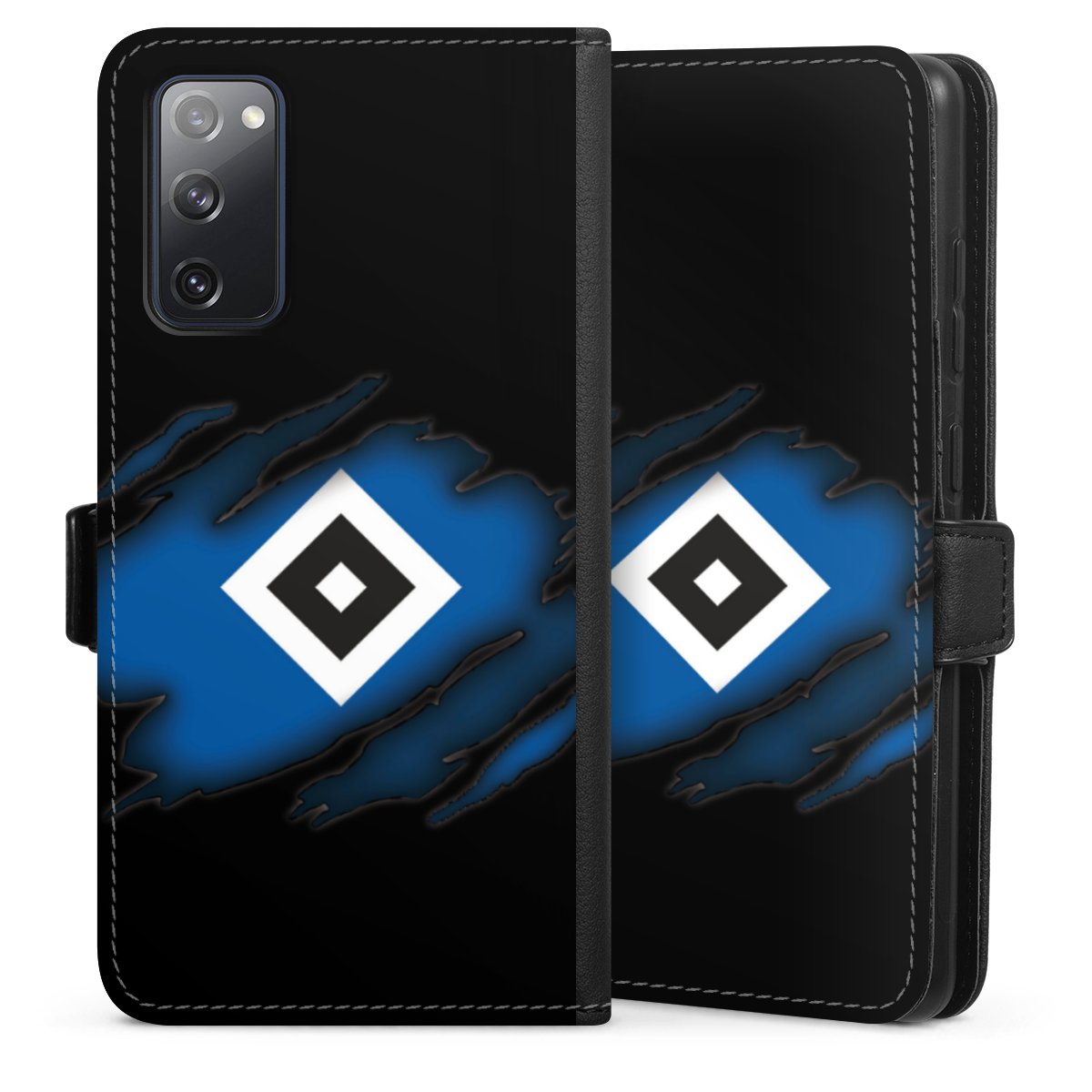 Galaxy S20 FE Handy Klapphülle Handyhülle aus Kunst Leder schwarz Flip Case Hsv Official Licensed Product Hamburger Sv Sideflip mit Lasche