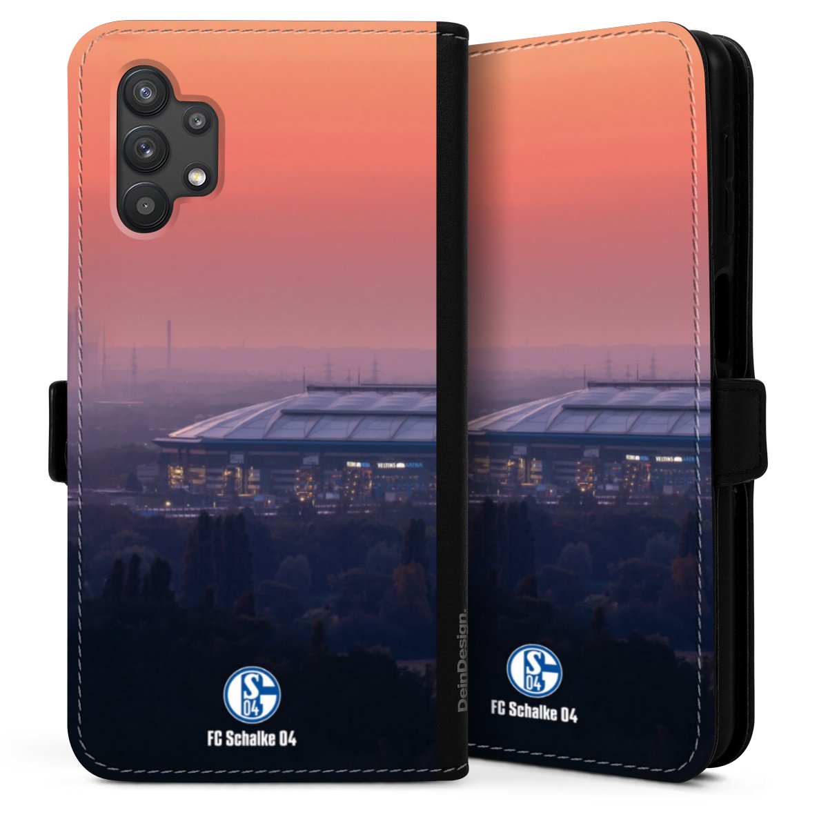 Galaxy A32 5G Handy Klapphülle Handyhülle aus Kunst Leder schwarz Flip Case Schalke 04 Fc Schalke 04 Stadium Sideflip mit langer Lasche
