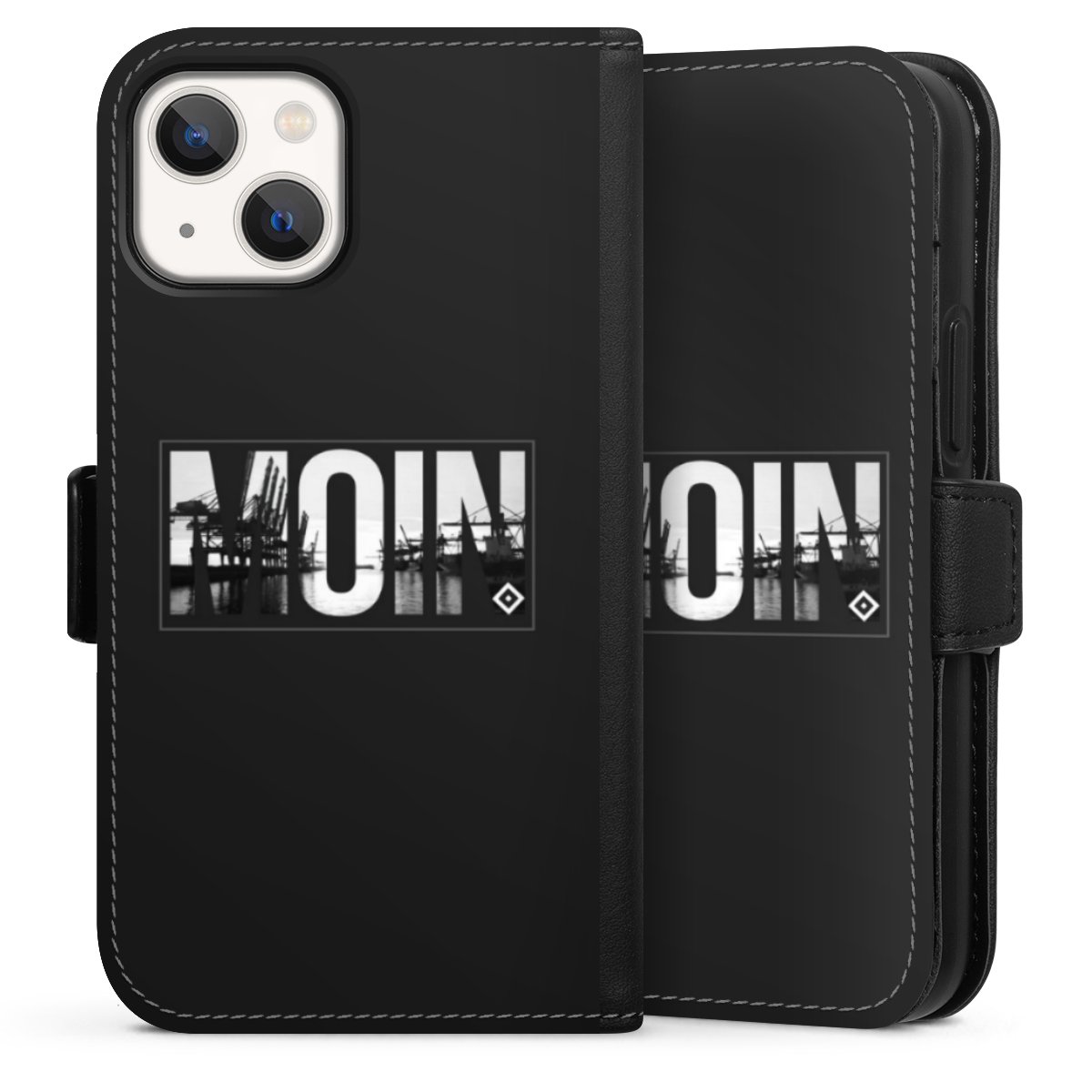 iPhone 13 Mini Handy Klapphülle Handyhülle aus Kunst Leder schwarz Flip Case Hamburger Sv Hsv Official Licensed Product Sideflip mit Lasche