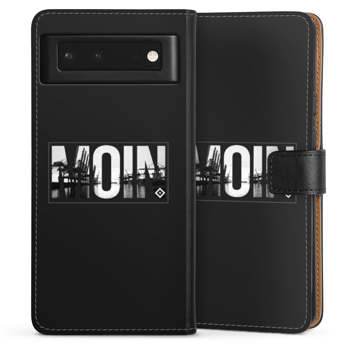 Google Pixel 6 Handy Klapphülle Handyhülle aus Kunst Leder schwarz Flip Case Hamburger Sv Hsv Official Licensed Product Sideflip mit langer Lasche