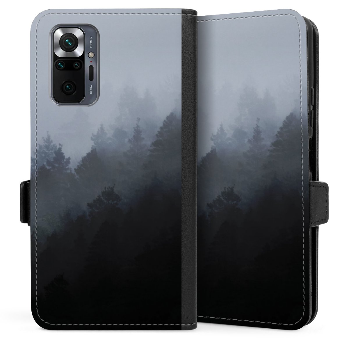 Xiaomi Redmi Note 10 Pro Handy Klapphülle Handyhülle aus Kunst Leder schwarz Flip Case Kunst Nature Tree Sideflip mit langer Lasche