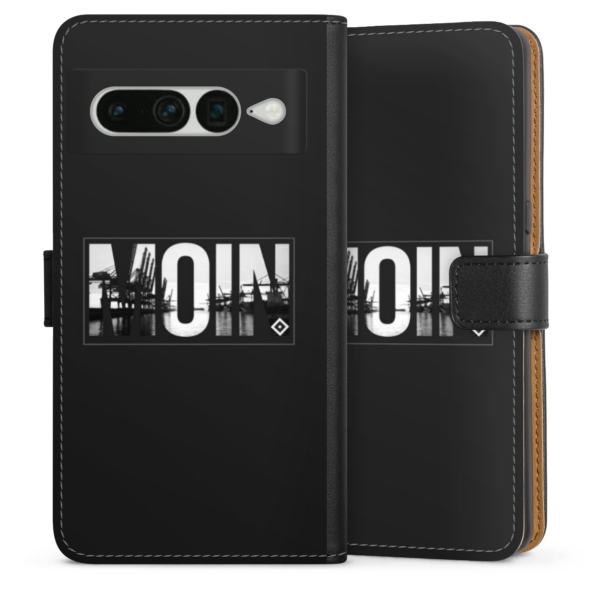 Google Pixel 7 Pro Handy Klapphülle Handyhülle aus Kunst Leder schwarz Flip Case Official Licensed Product Hamburger Sv Hsv Sideflip mit langer Lasche