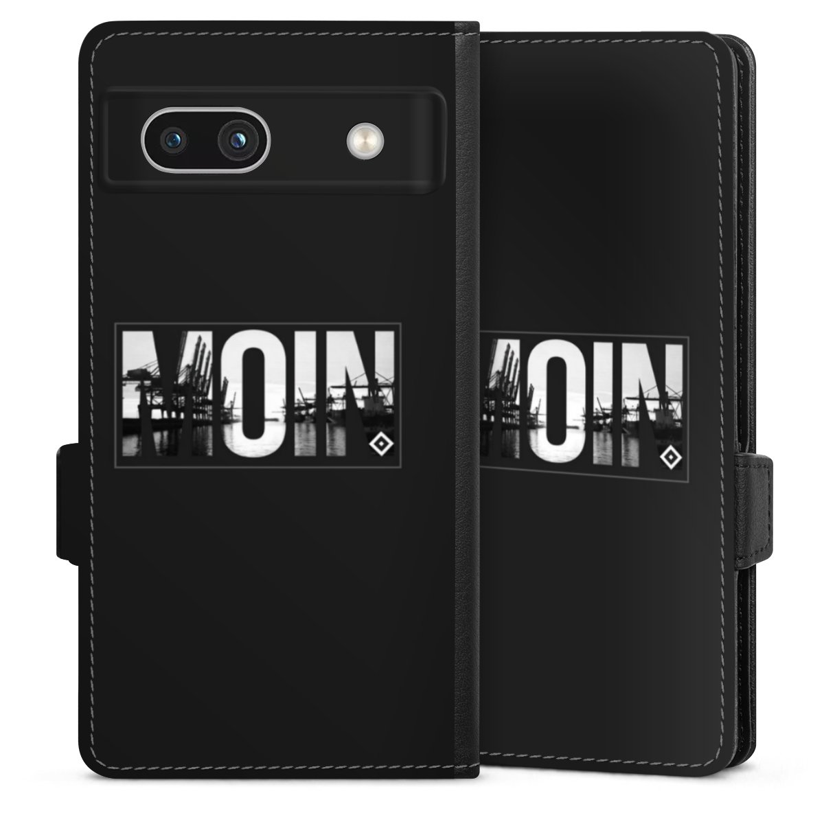 Google Pixel 7a Handy Klapphülle Handyhülle aus Kunst Leder schwarz Flip Case Hamburger Sv Hsv Official Licensed Product Sideflip mit Lasche