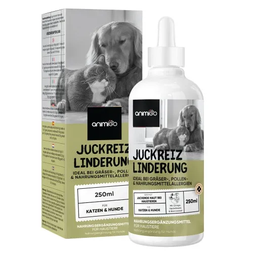 Juckreizlinderung - 250ml Lösung - für Hunde & Katzen ständig kratzende, trockene & juckende Haut - Natürliches Hautpflege für Hunde & Katzen
