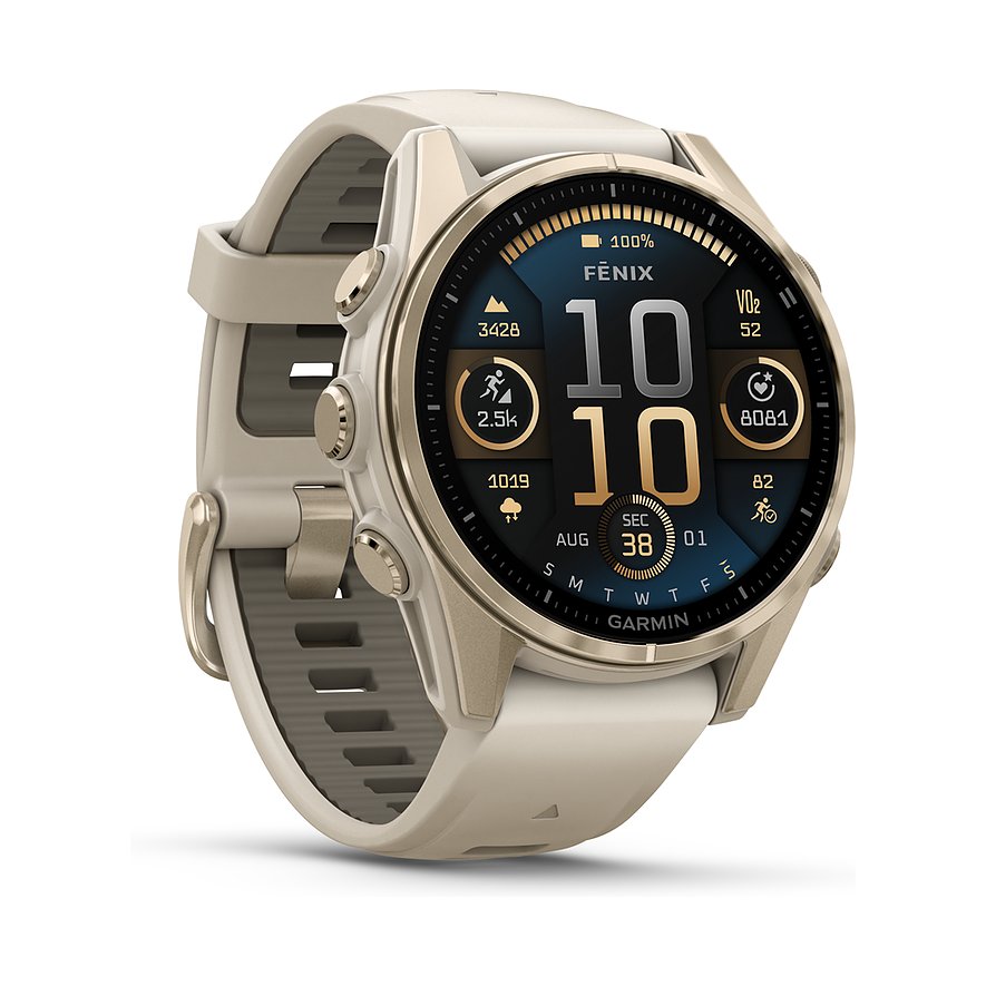 Garmin Smartwatch Fenix  8 - 43 mm AMOLED Sapphire Nebelgrau Softgold  010-02903-11
