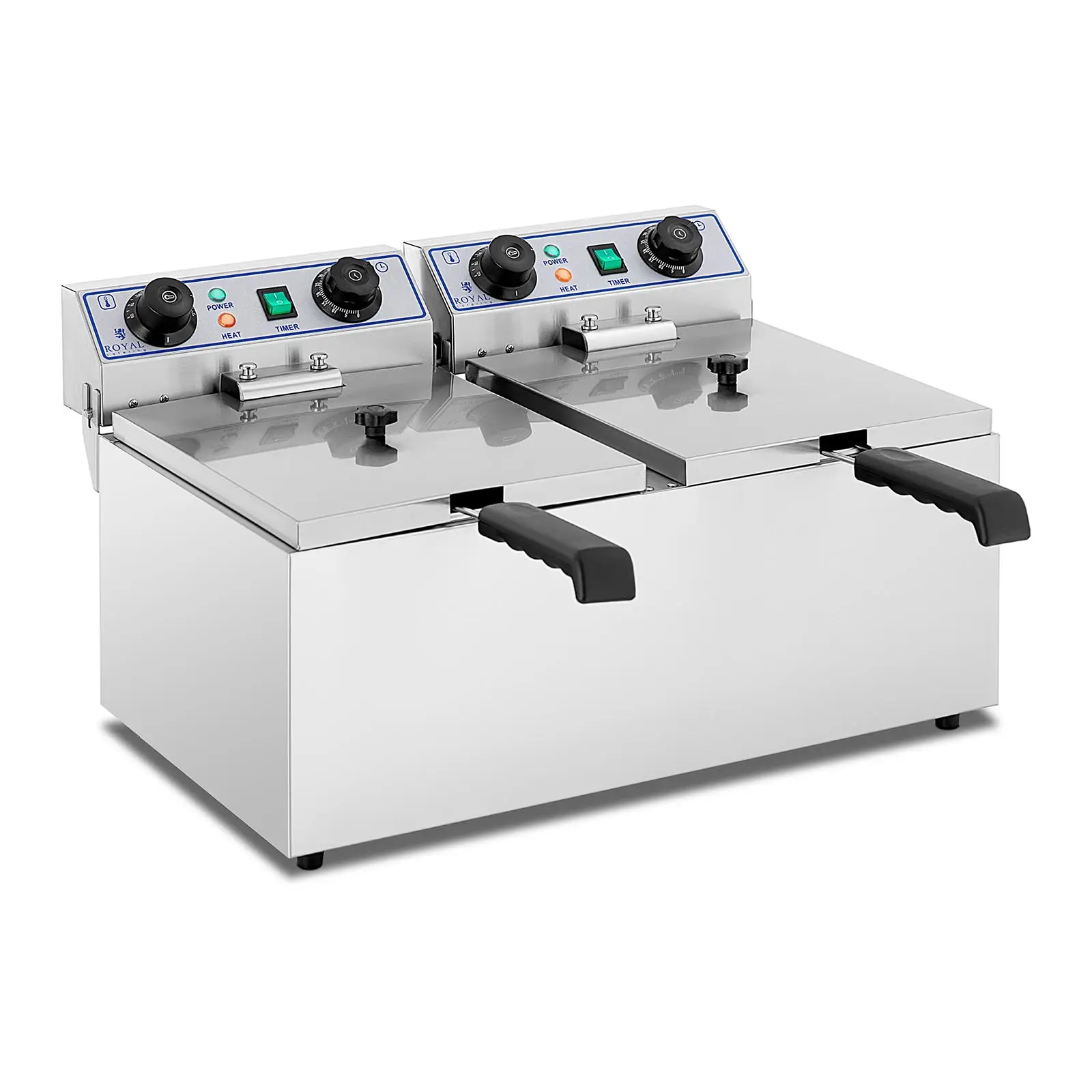 Elektro-Doppel-Fritteuse - 2 x 13 l - 6400 W - Timer - Royal Catering