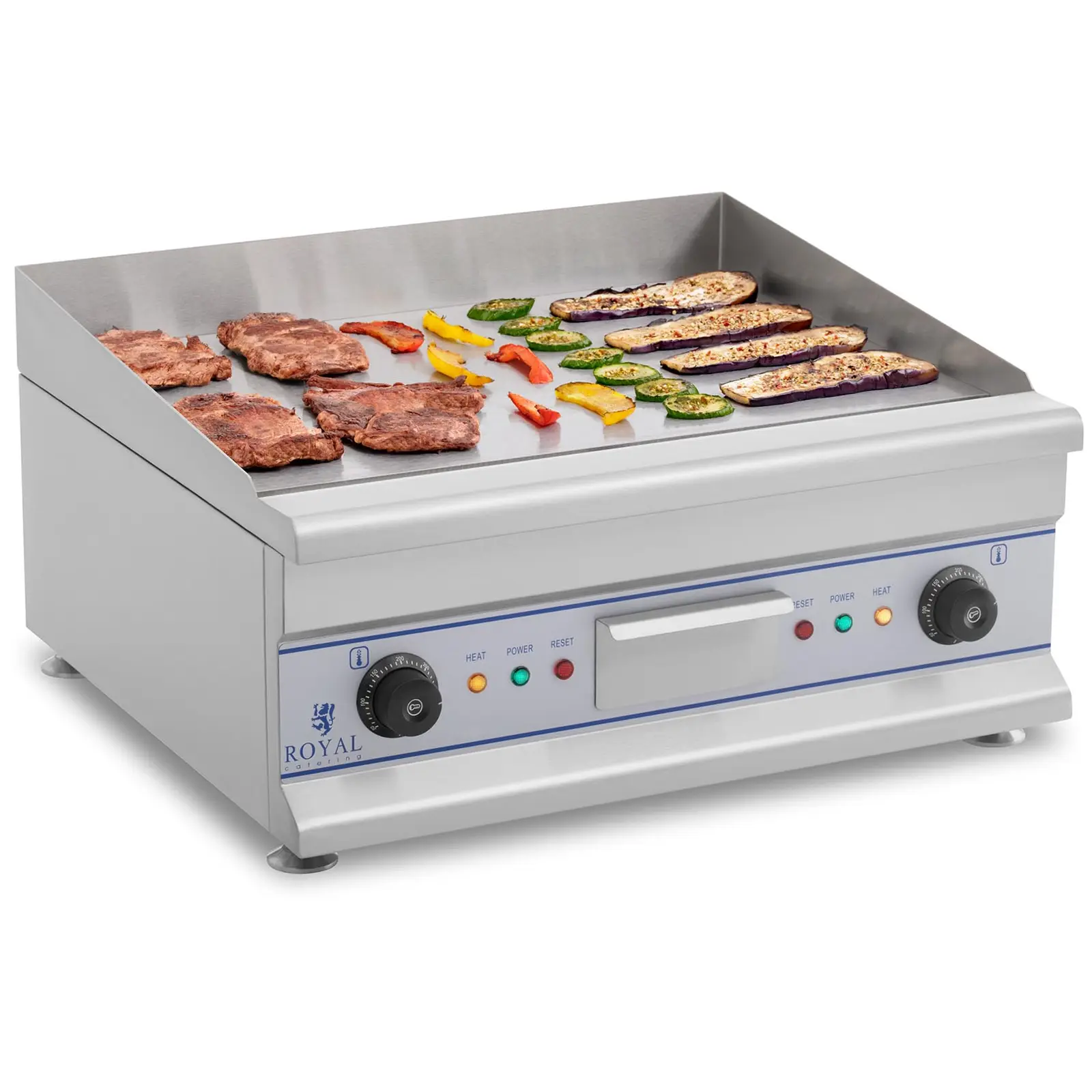Royal Catering Doppel Elektro Grillplatte - 60 cm - glatt - 2 x 3.200 W