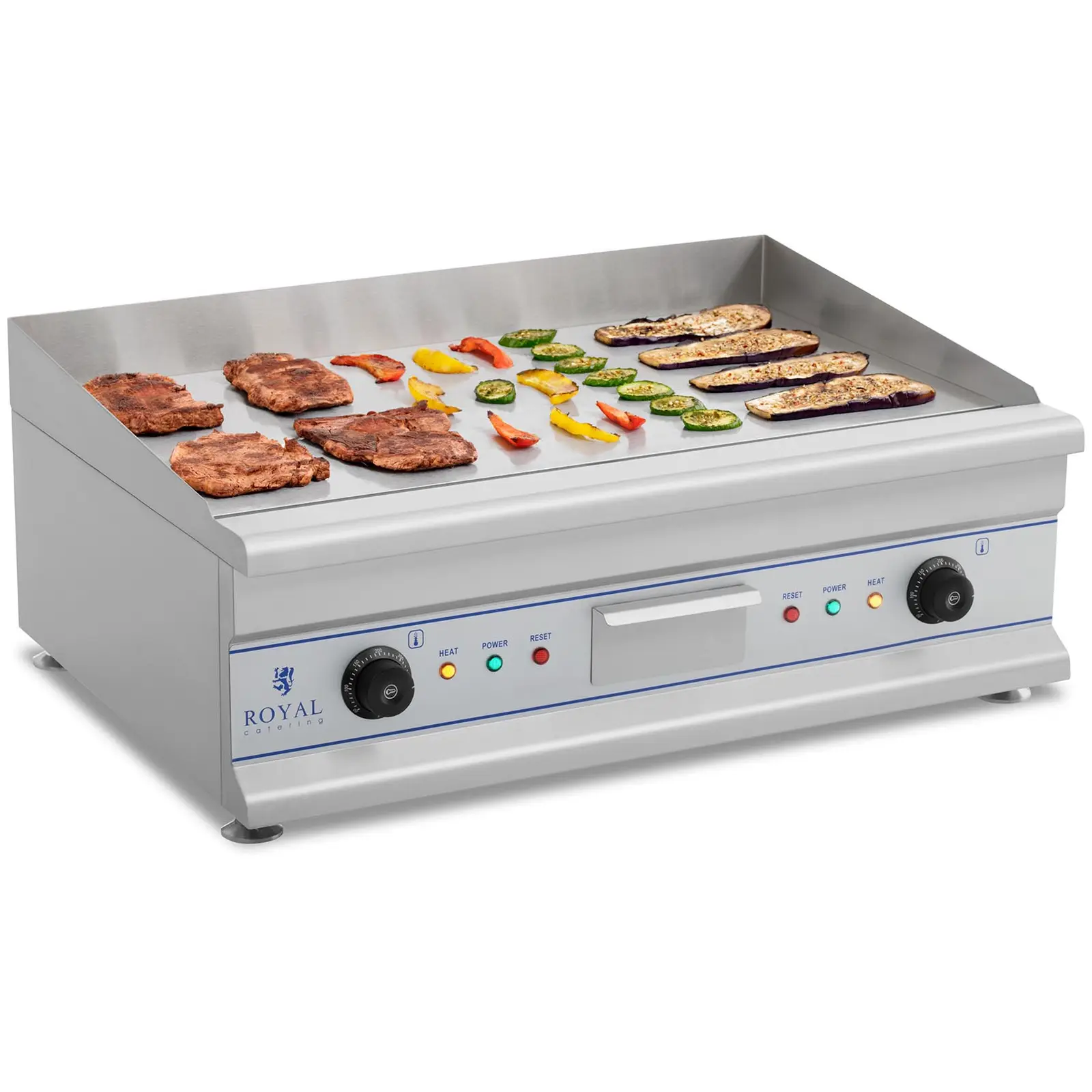 Royal Catering Doppel Elektro Grillplatte - 75 cm - glatt - 2 x 3.200 W