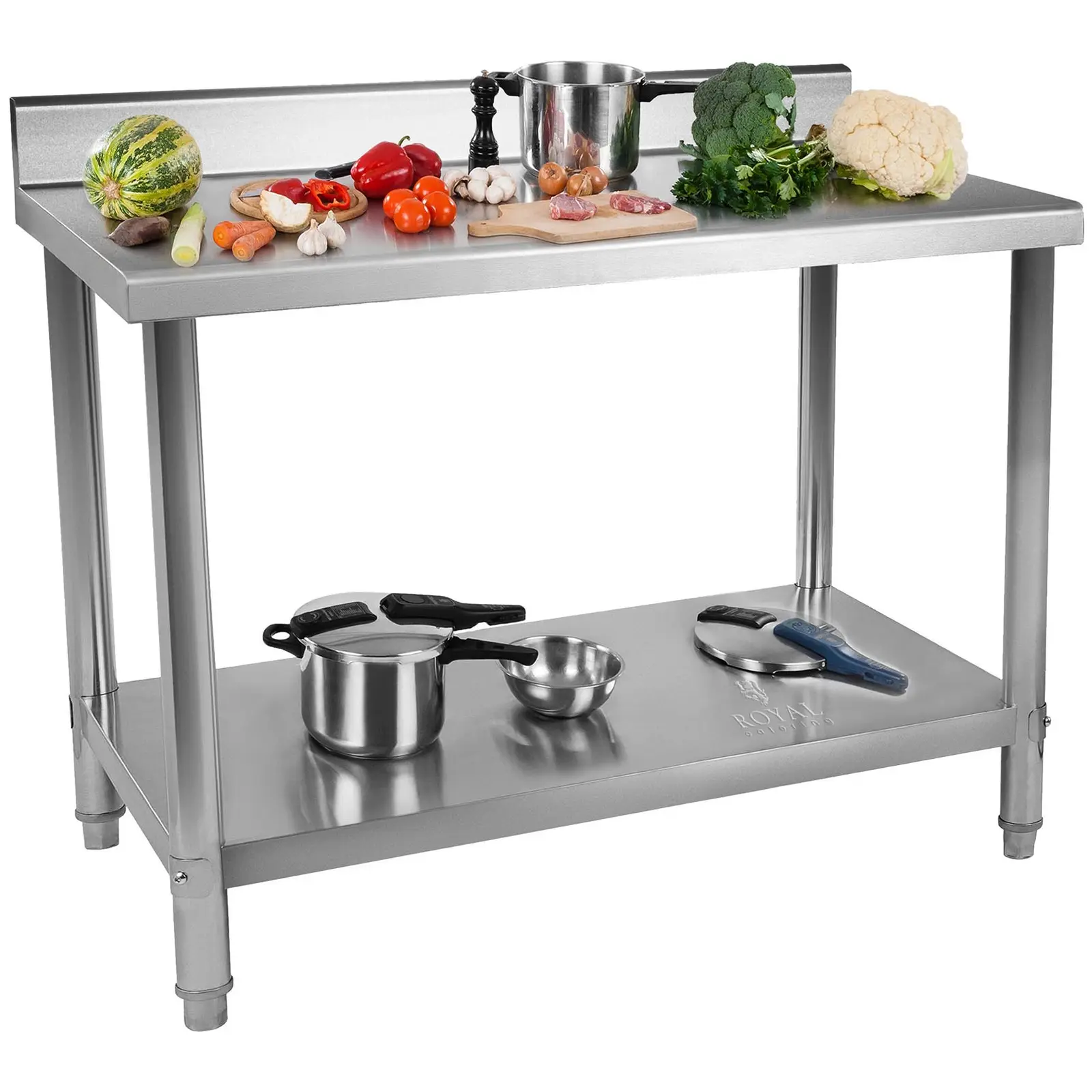 B-Ware Edelstahl-Arbeitstisch - ECO - 100 x 70 cm - 95 kg - Aufkantung - Royal Catering