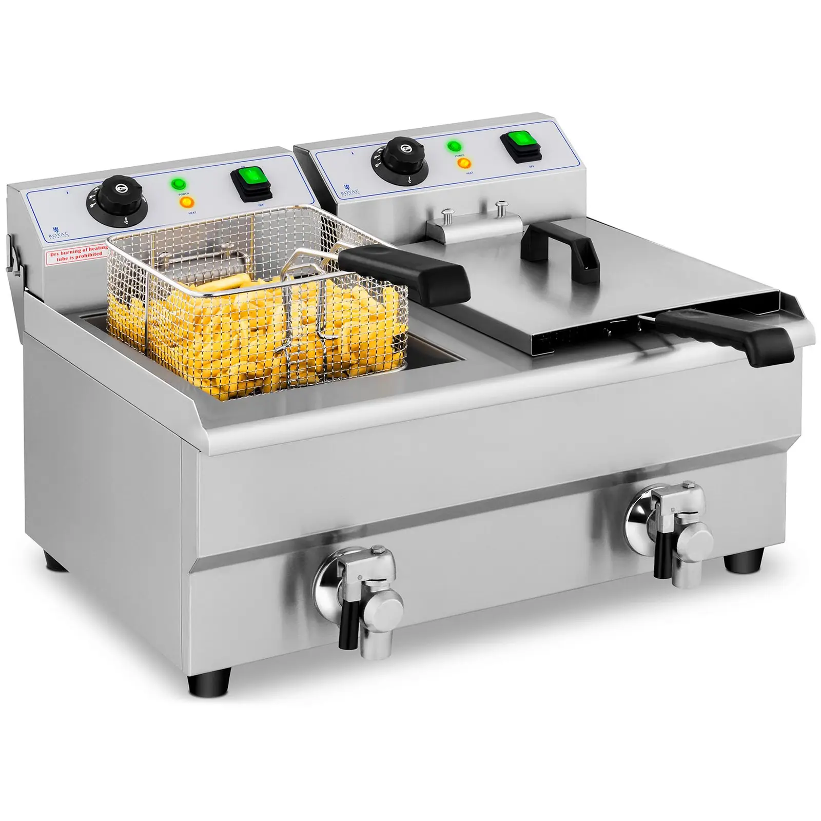 B-Ware Elektro-Doppel-Fritteuse - 2 x 10 l - 6000 W - Ablasshahn - Royal Catering