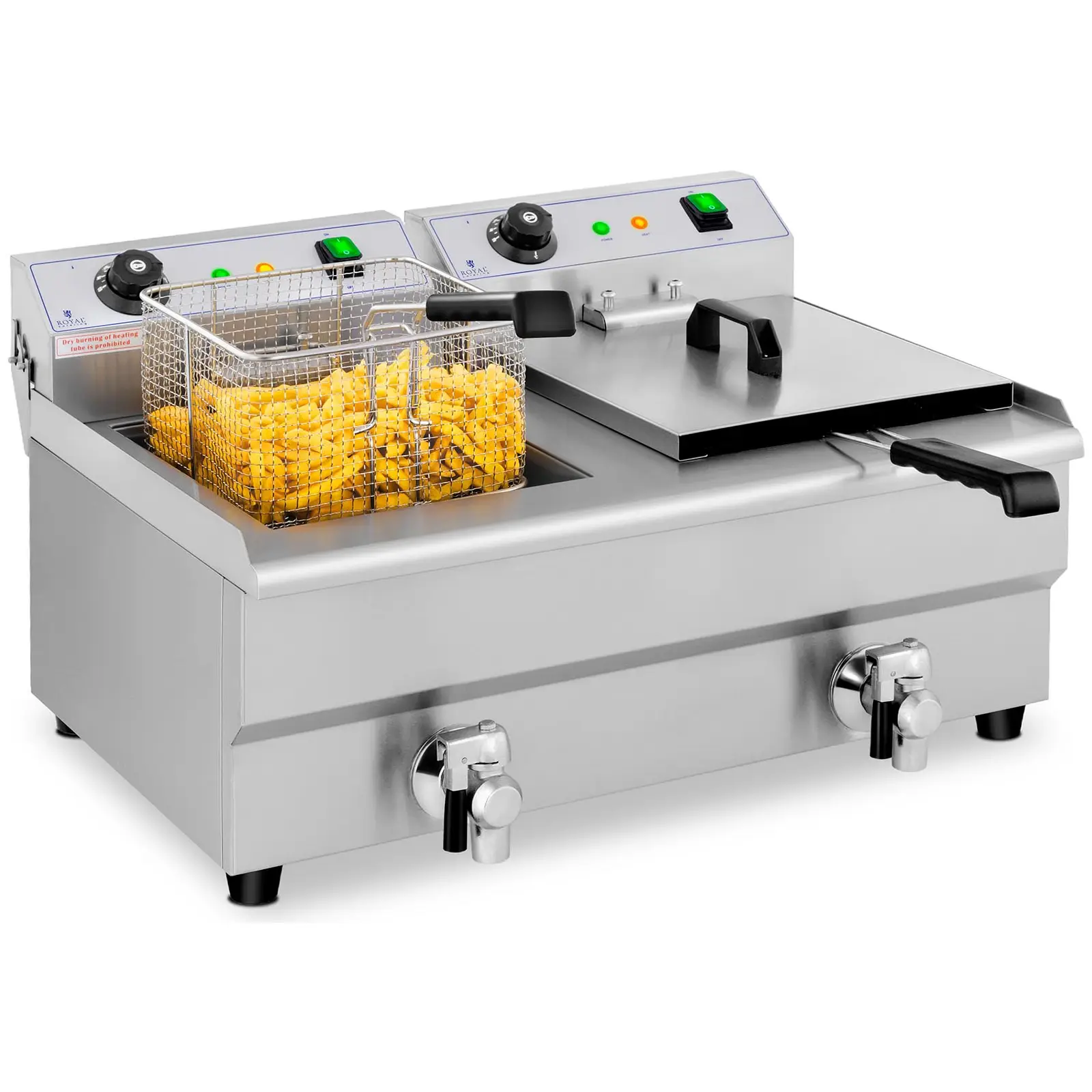 B-Ware Elektro-Doppel-Fritteuse - 2 x 13 l - 6400 W - Ablasshahn - Royal Catering