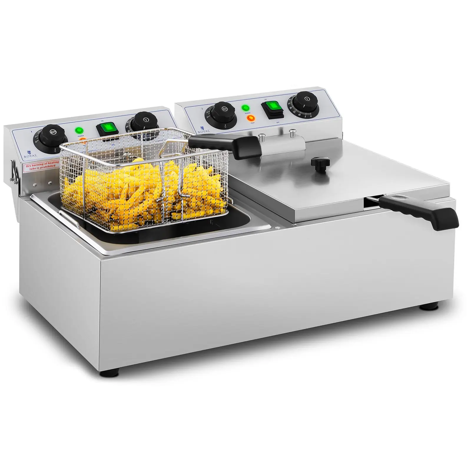 B-Ware Elektro-Doppel-Fritteuse - 2 x 10 l - 6400 W - Timer - Royal Catering