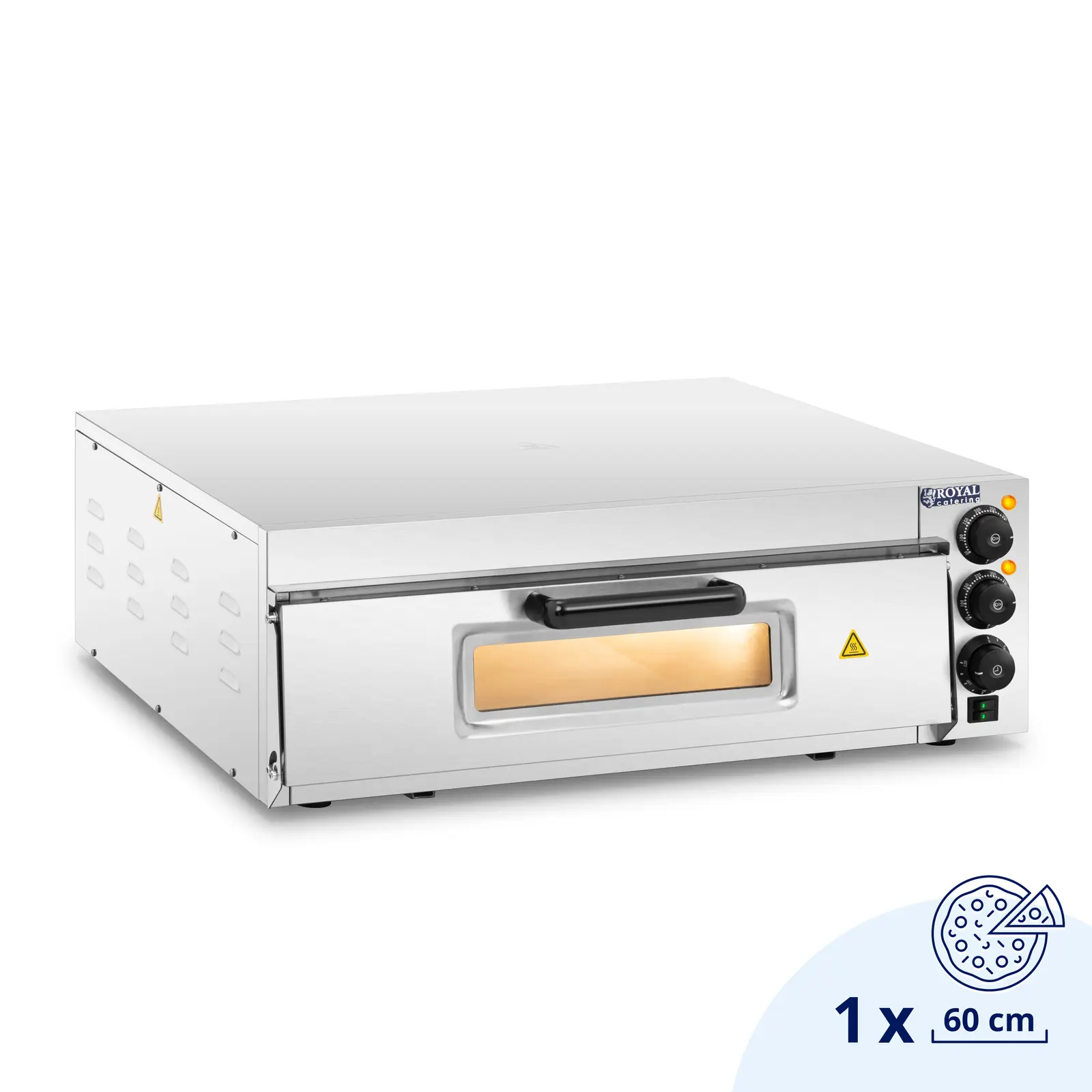 B-Ware Elektro-Pizzaofen - 1 x 60 cm - 1 Kammer - 3000 W - 230 V - manuell - Glastür - Royal Catering