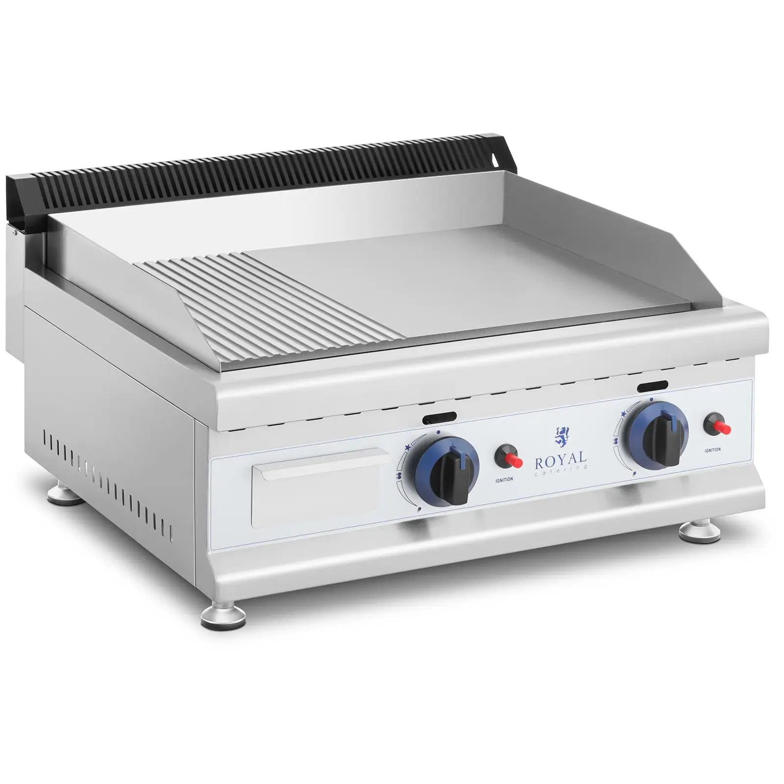 Royal Catering B-Ware Doppel-Gasgrill - 60 x 40 cm - glatt/geriffelt - 2 x 3.100 W - Erdgas - 20 mbar