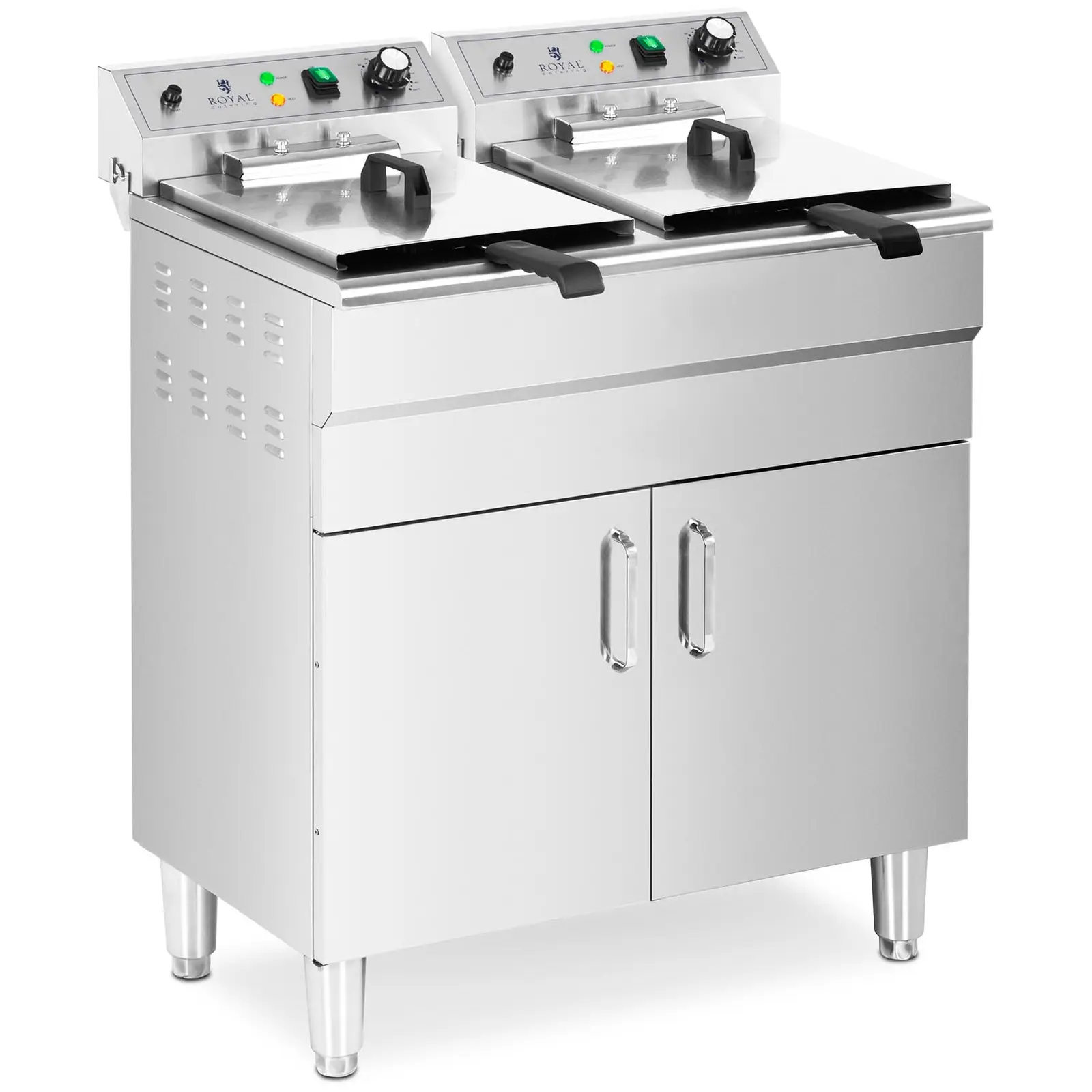 B-Ware Elektro-Doppel-Fritteuse - 2 x 16 l - 10 000 W - 400 V - Unterschrank - Ablasshahn - Royal Catering