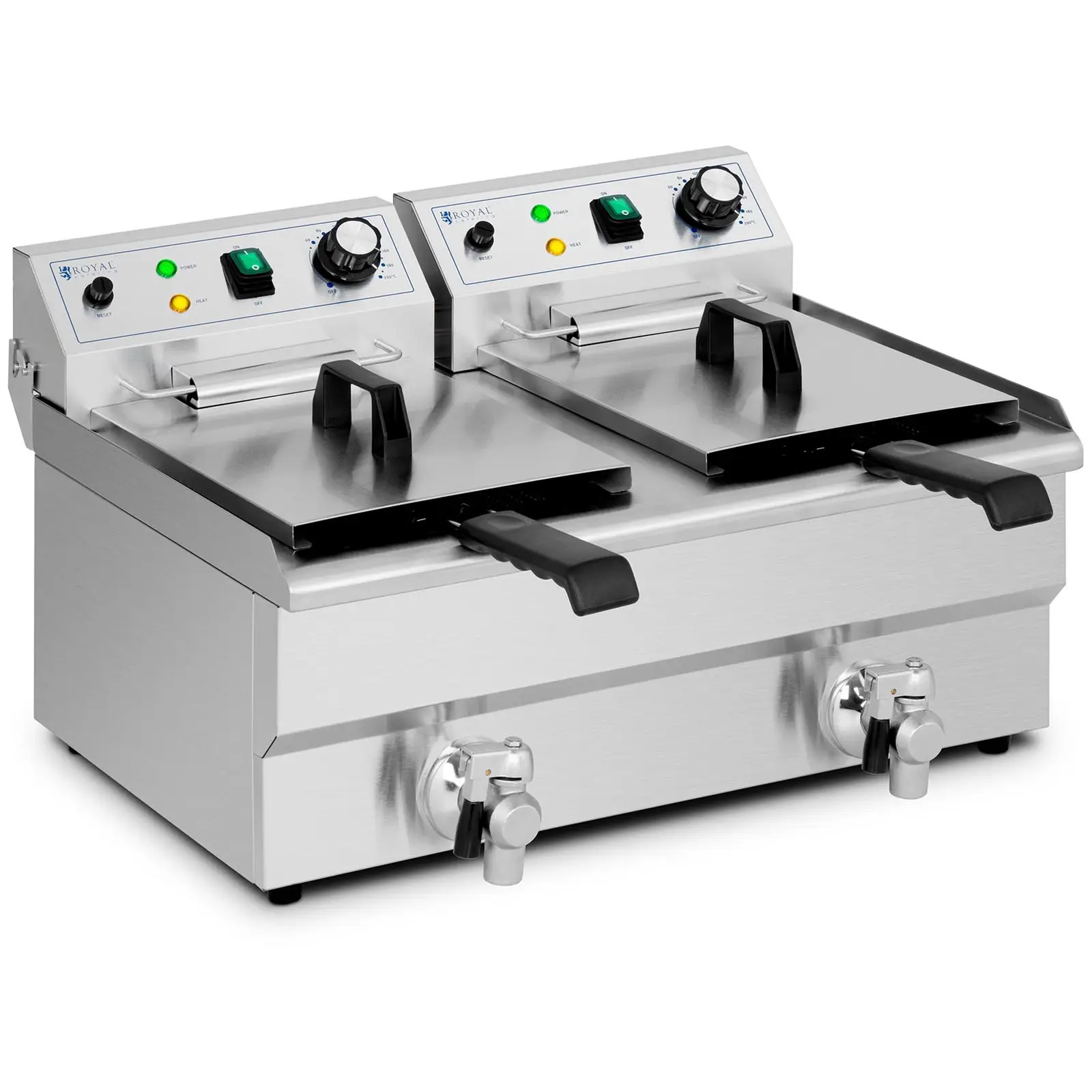 B-Ware Elektro-Doppel-Fritteuse - 2 x 9 l - 6000 W - Ablasshahn - Royal Catering
