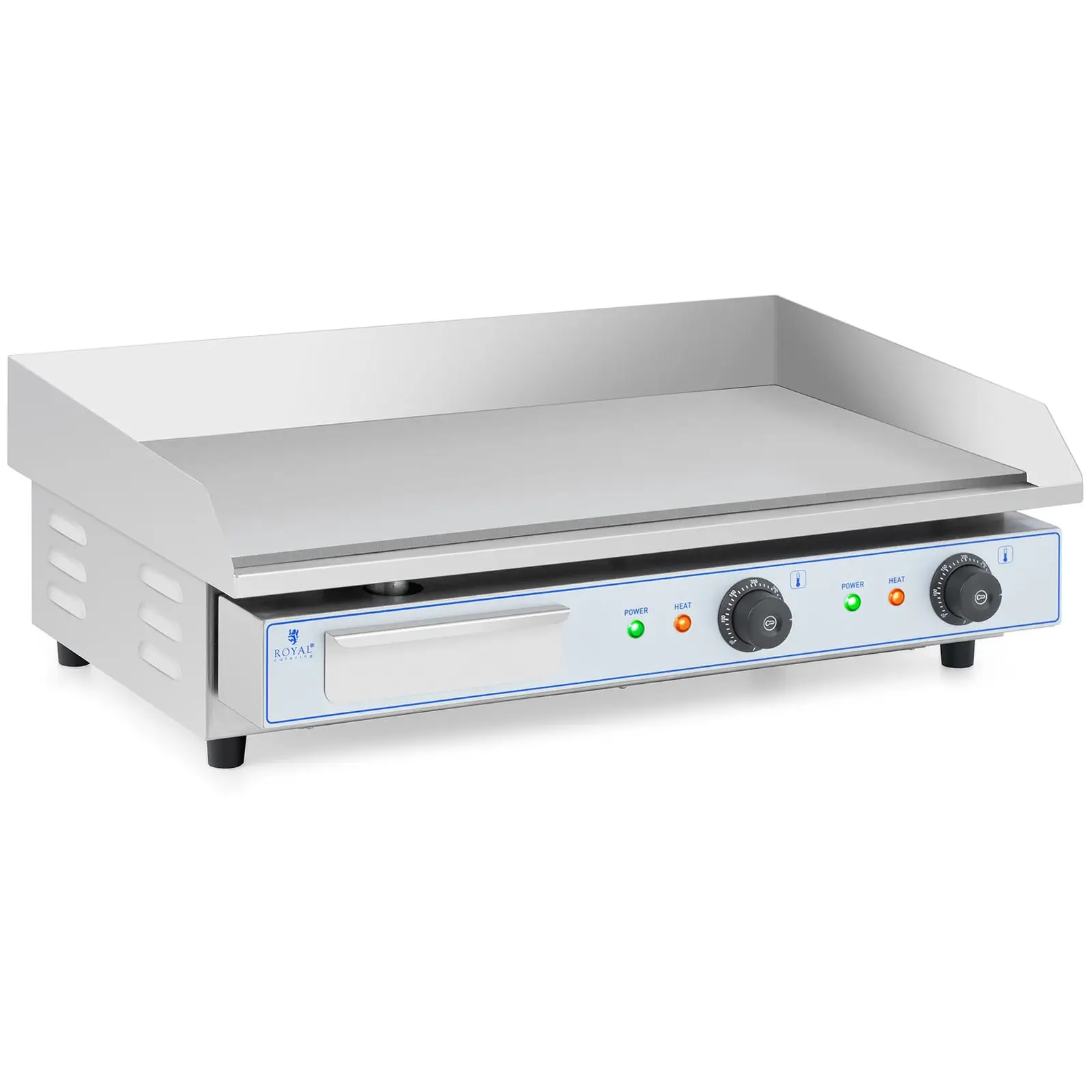 B-Ware Doppel Elektro Grillplatte - 730 x 400 mm - Royal Catering - glatt - 2 x 2,200 W