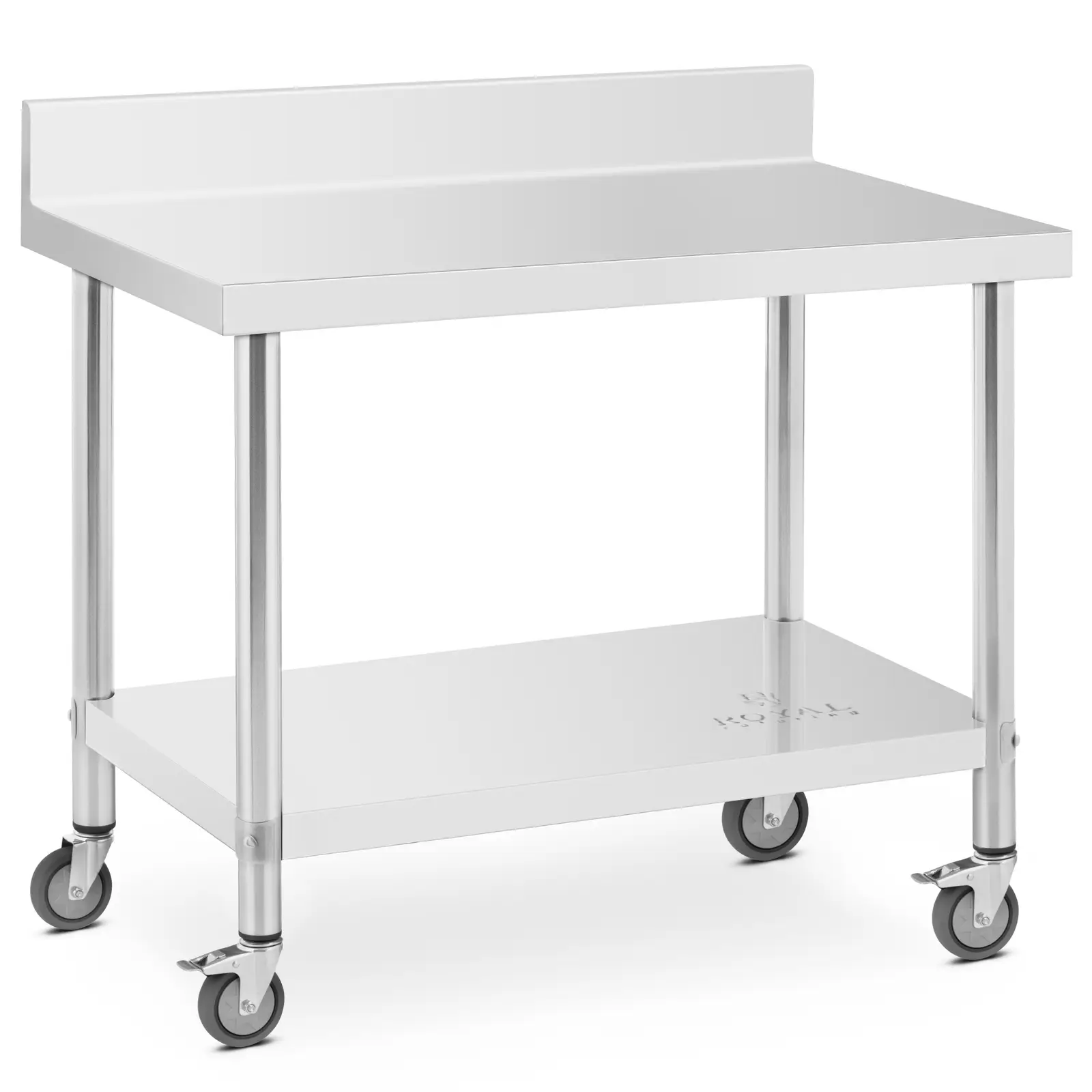 B-Ware Edelstahltisch mit Rollen - PREMIUM - 60 x 100 cm - 155 kg - Aufkantung - Royal Catering
