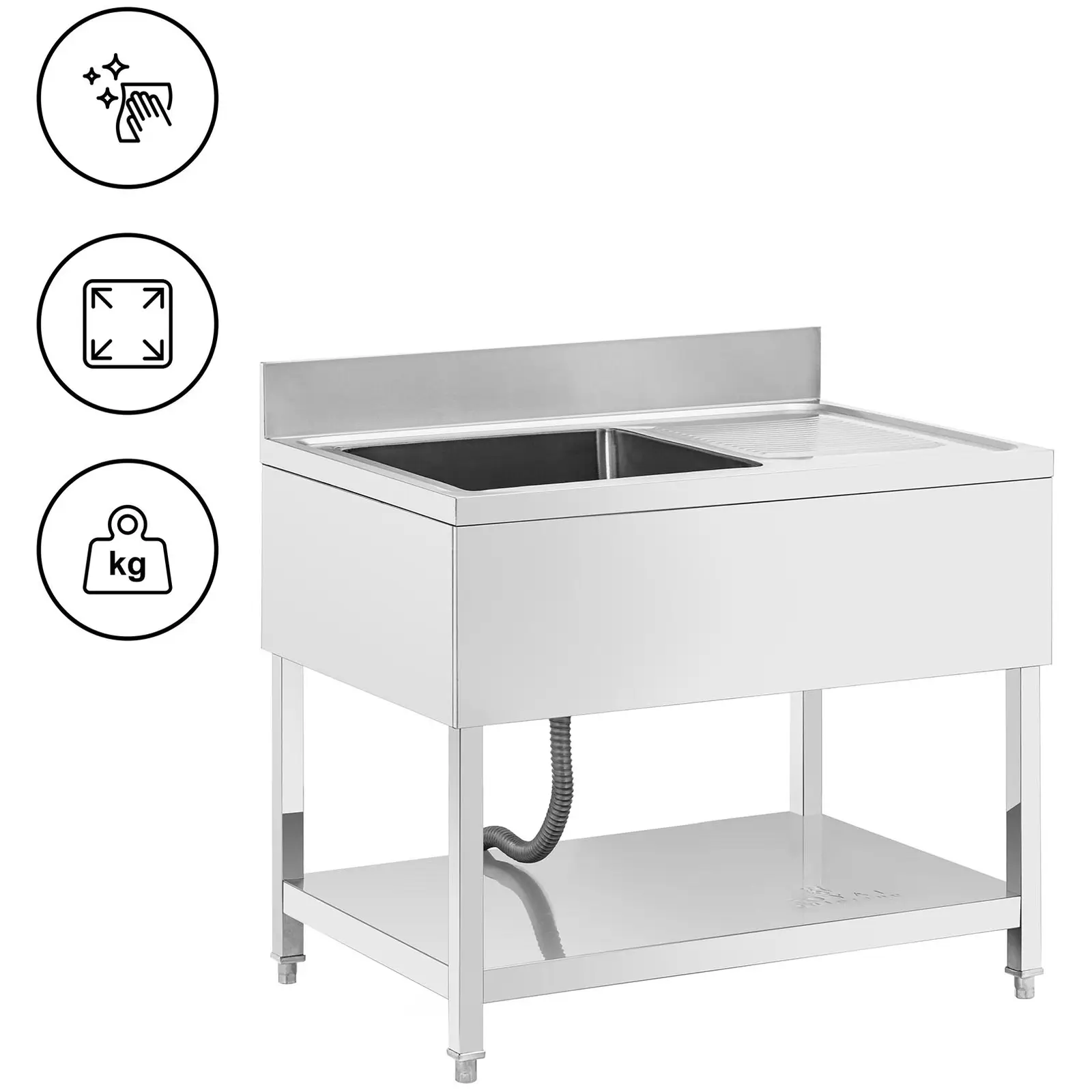 Spültisch - 1 Becken - Edelstahl - 100 x 70 cm - Royal Catering