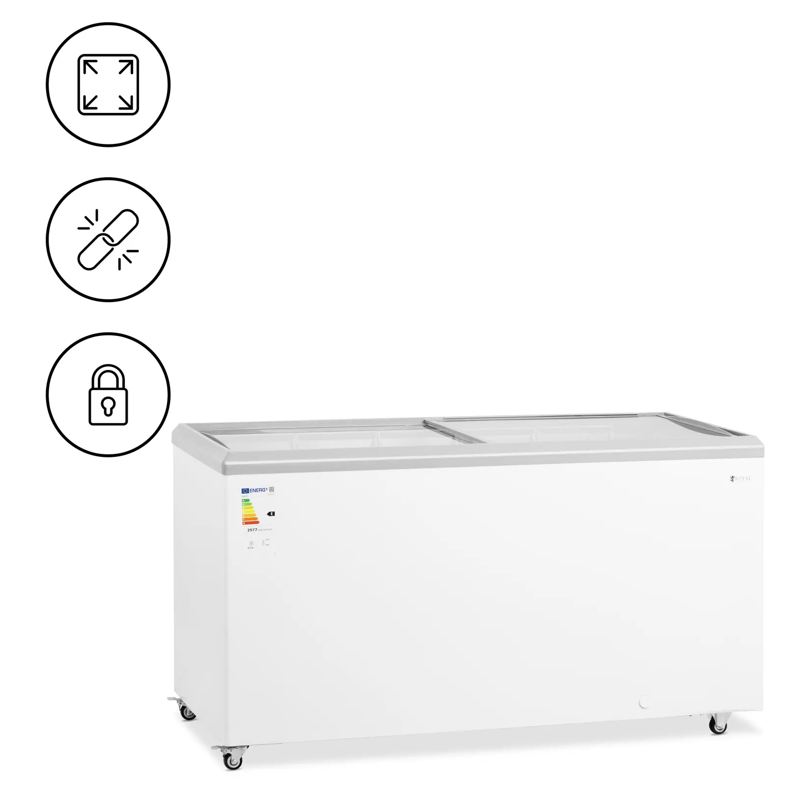 B-Ware Gefriertruhe - 450 L - Glastüren - abschließbar - Royal Catering