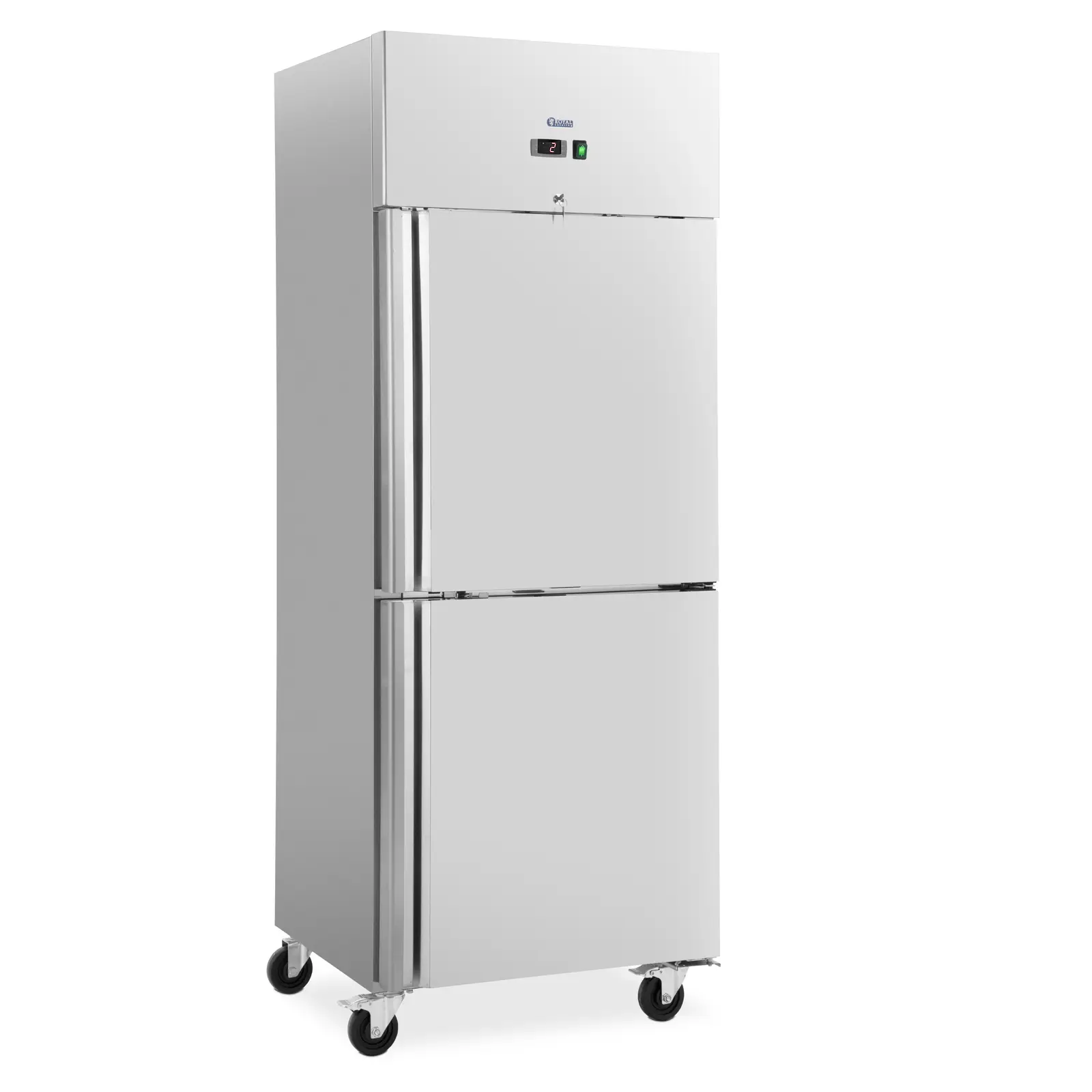 B-Ware Gastro-Kühlschrank - 373 l - Edelstahl - 2 Türen - 4 Rollen - abschließbar - Royal Catering