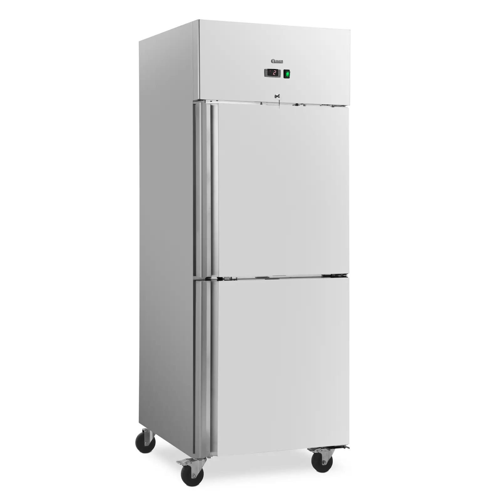 B-Ware Gastro-Kühlschrank - 485 l - Edelstahl - 2 Türen - 4 Rollen - abschließbar - Royal Catering