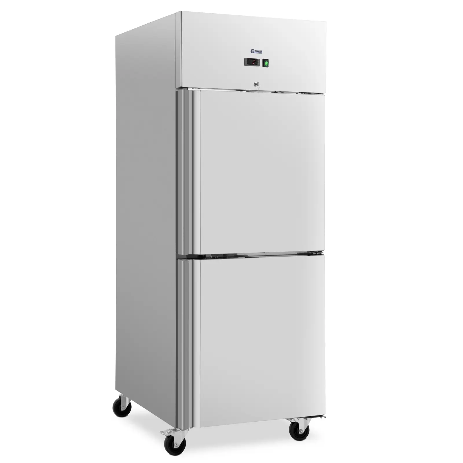 B-Ware Gastro-Kühlschrank - 750 l - Edelstahl - 2 Türen - 4 Rollen - abschließbar - Royal Catering