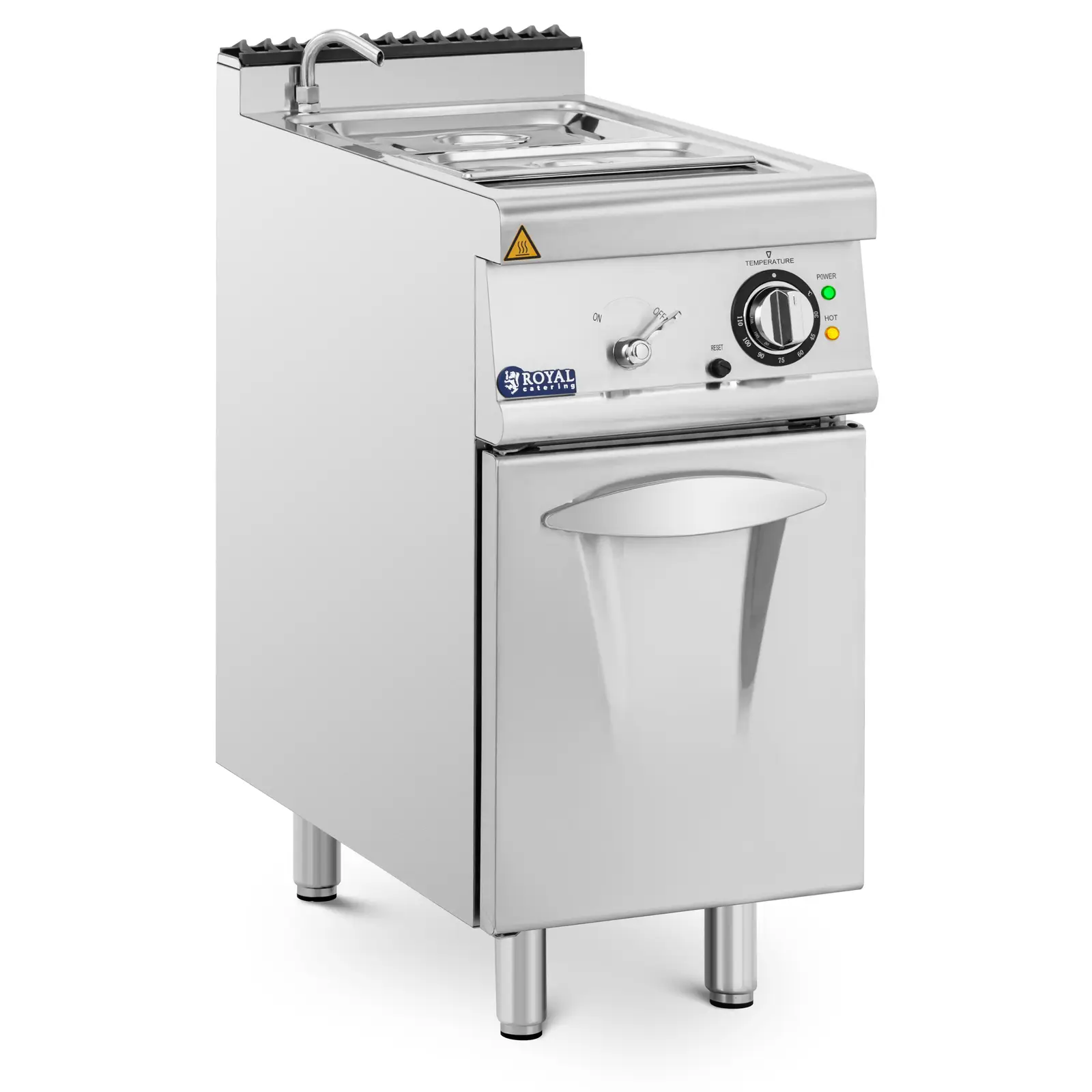 Bain-Marie - 3000 W - GN 1/2 - GN 1/3 - Wasserhahn - Unterschrank (40 x 73 cm) - Royal Catering