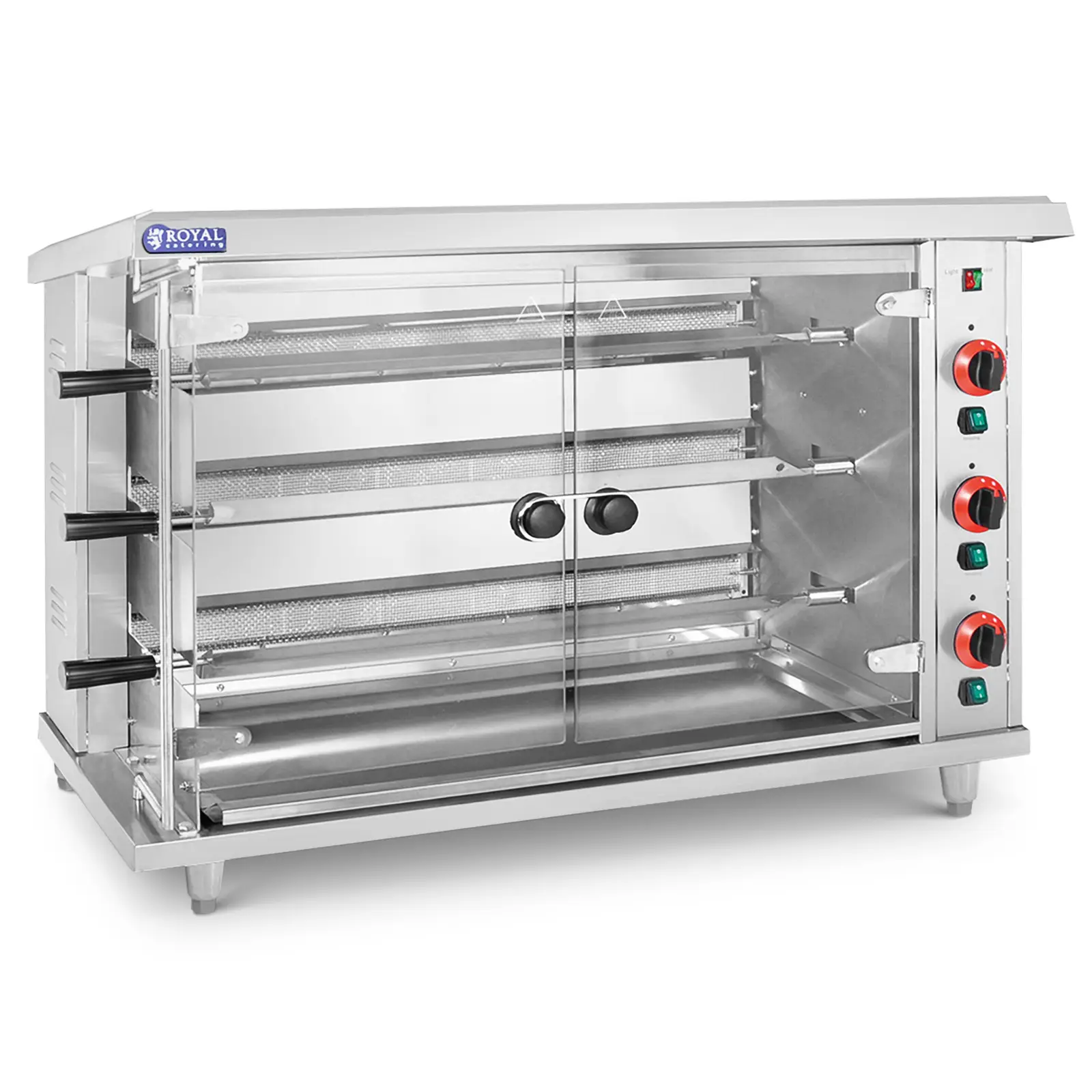 Hähnchengrill Gas - 3 Spieße - mit Beleuchtung - Royal Catering