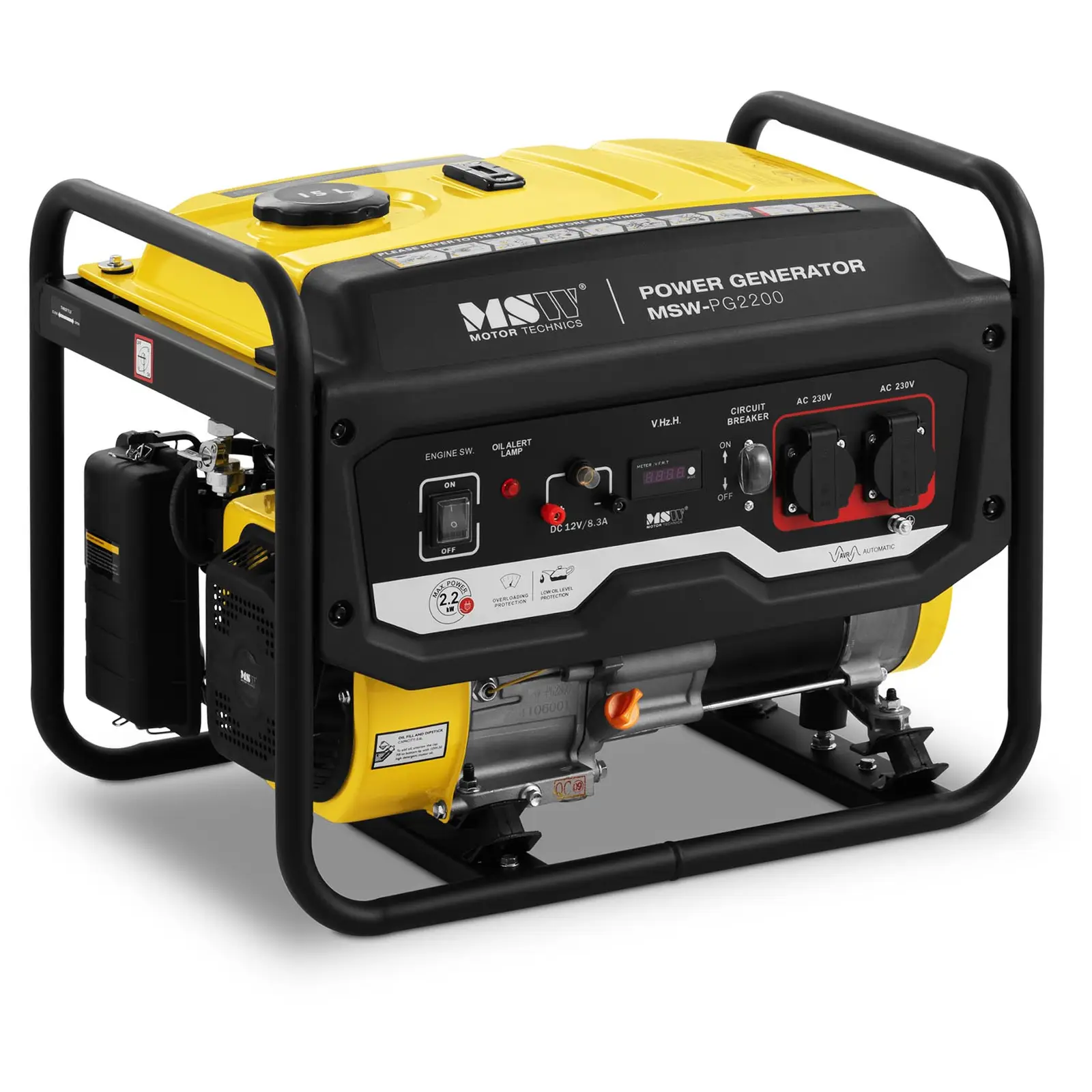 MSW B-Ware Stromerzeuger Benzin - 2200 W - 230 V AC - manueller Start