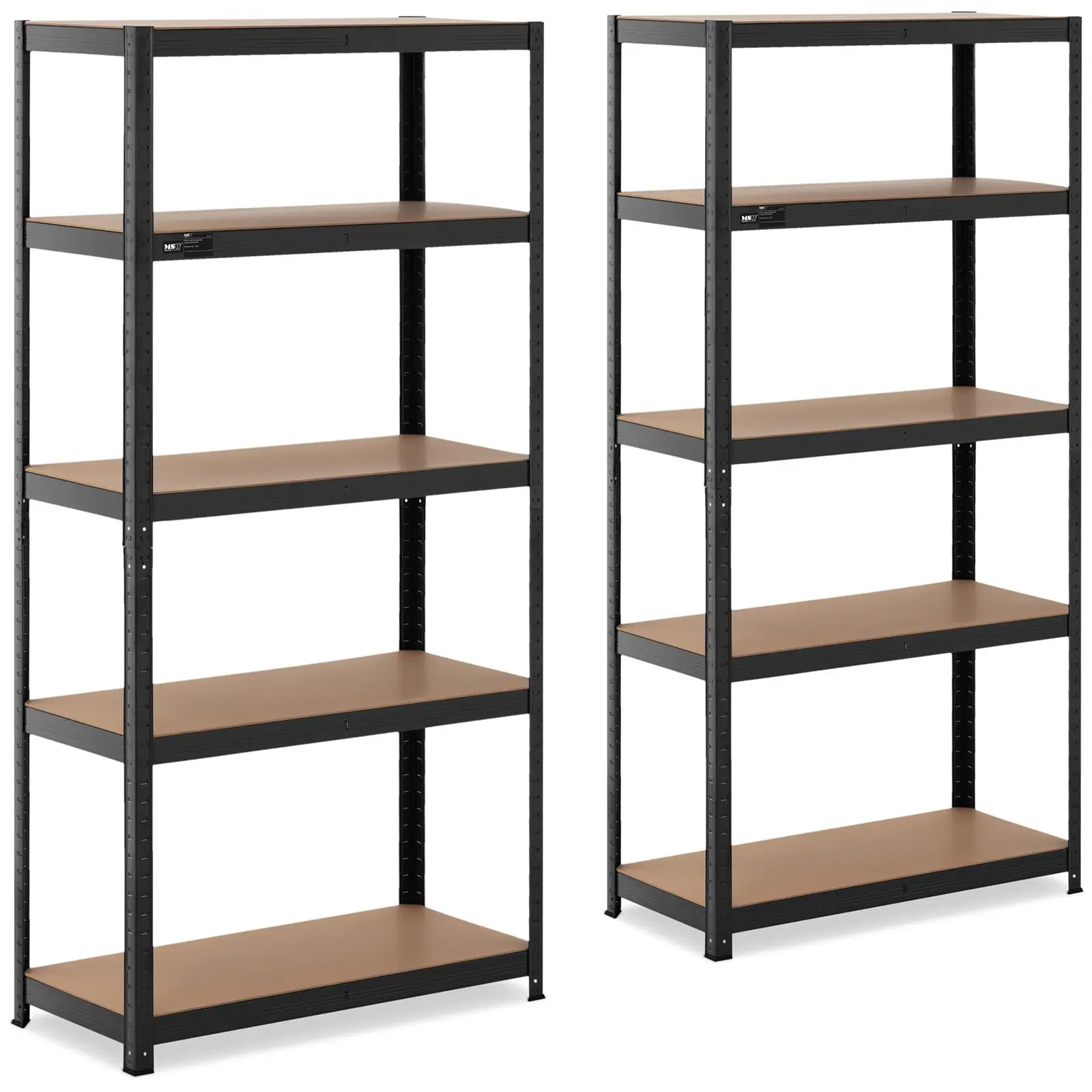 MSW B-Ware Schwerlastregal - 90 x 40 x 180 cm - für 5 x 175 kg - Schwarz - 2 Stk.