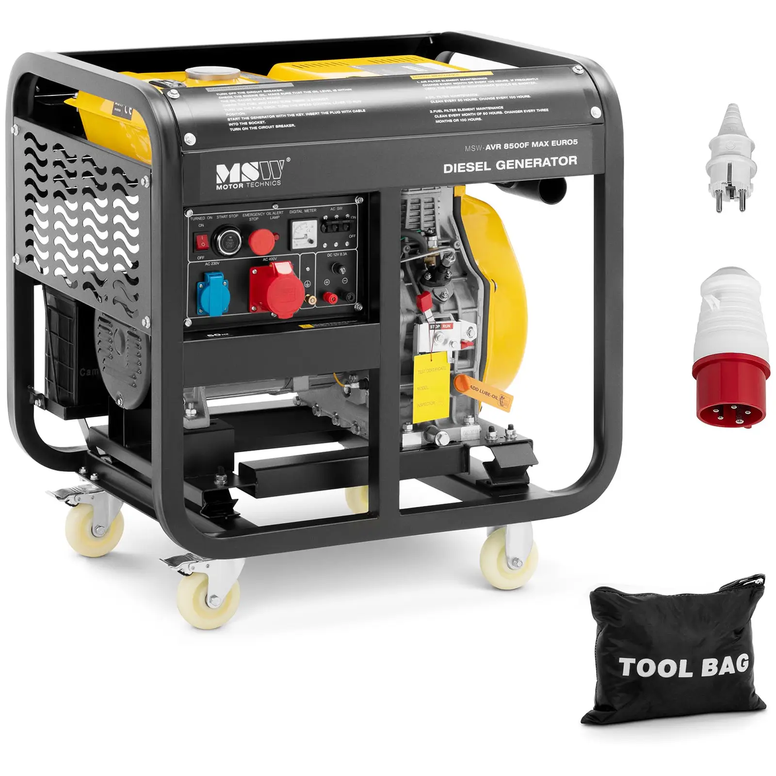 MSW B-Ware Notstromaggregat Diesel - 2830 / 8500 W - 30 L - 230/400 V - mobil - AVR - Euro 5