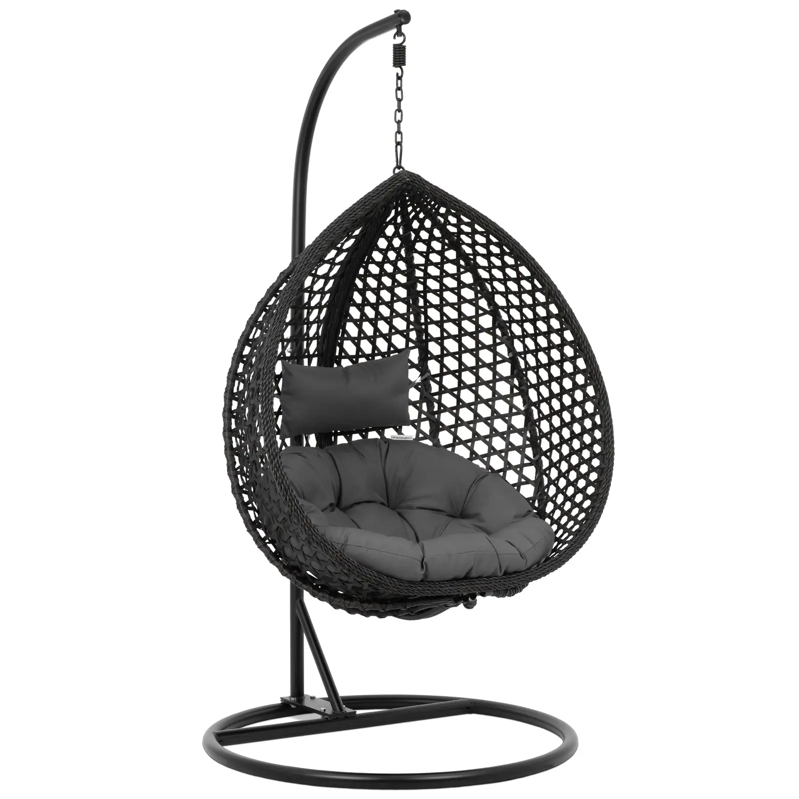 Uniprodo Outdoor-Hängesessel mit Gestell - Sitz zusammenfaltbar - schwarz/grau - Tropfenform