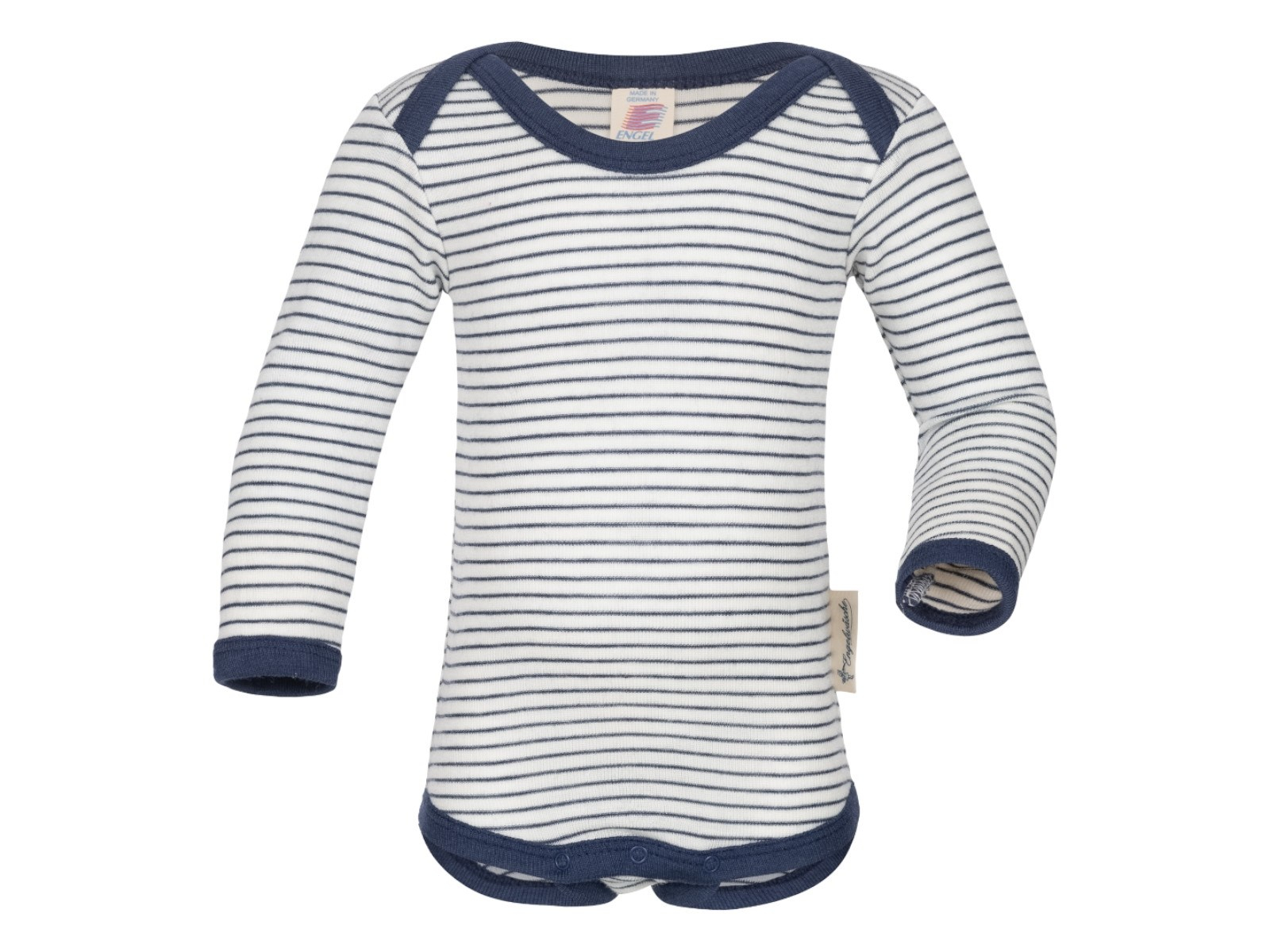 Engel Natur Baby Body Langarm Wolle Seide marine-natur Gr. 50/56