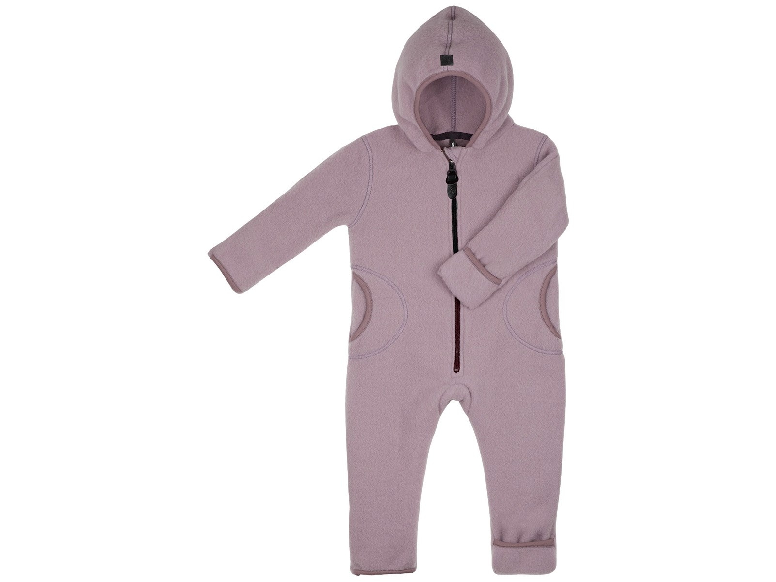 PURE PURE by Bauer Baby und Kinder Overall Kapuze Bio-Merinowolle Fleece mauve Gr.74/80