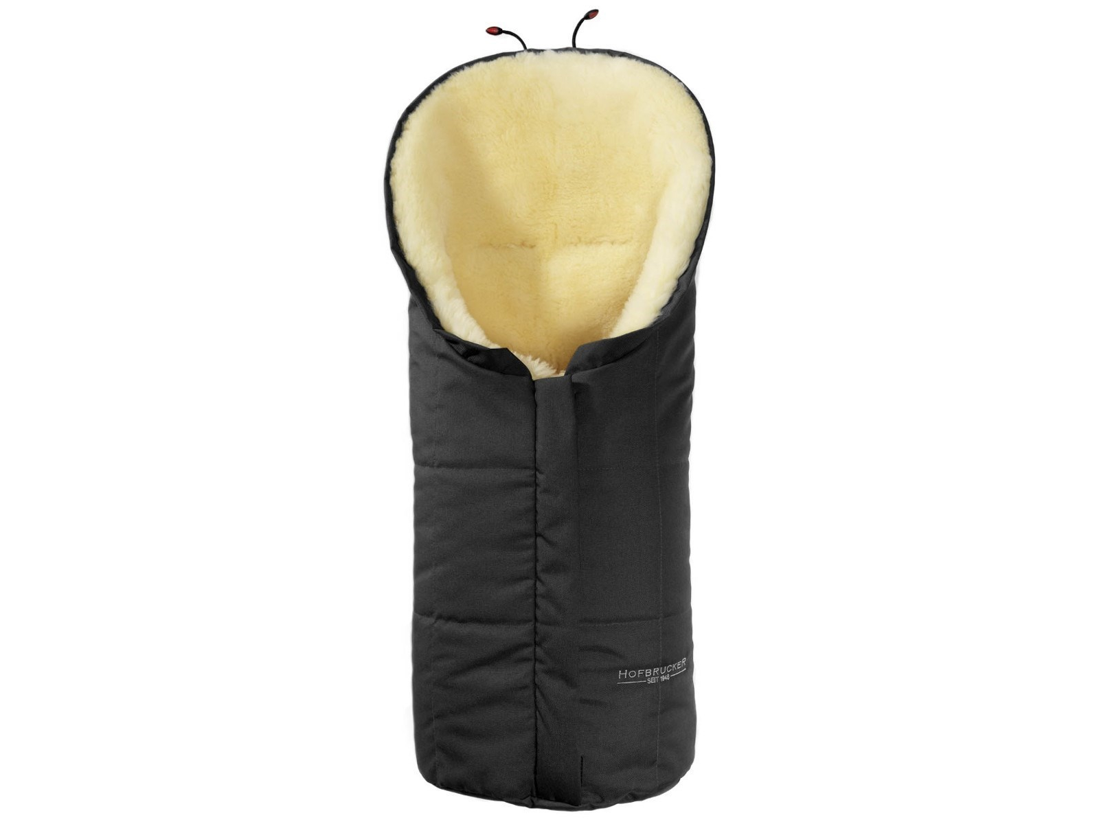 Hofbrucker Fußsack Kinderwagen Lammfell "Eskimo" schwarz Maße 80 x 35 x 10 cm
