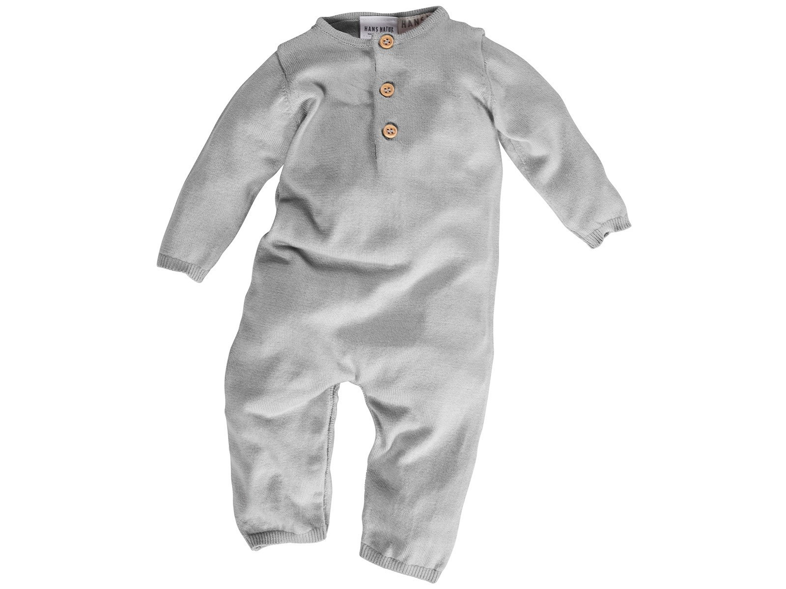 Baby Overall Bio-Baumwolle Strick hellgrau melange Gr.50/56