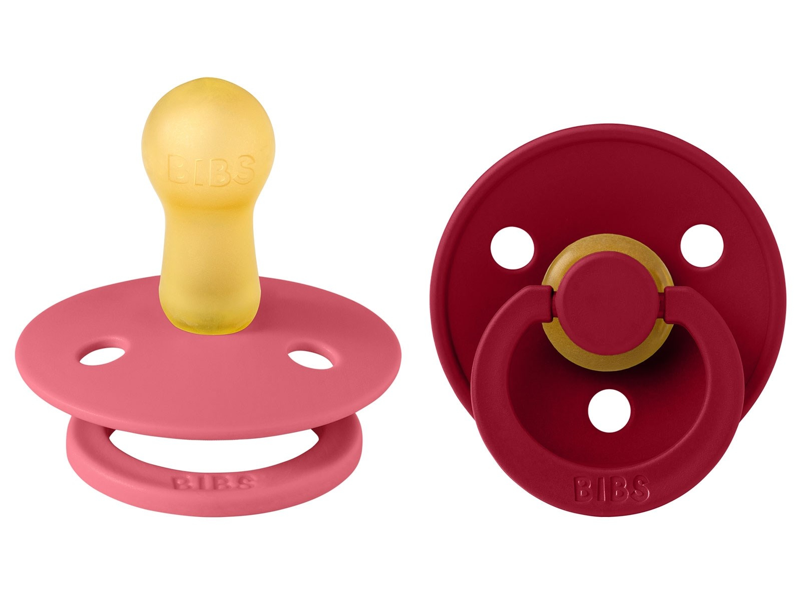 BIBS Schnuller Naturlatex "Colour" 2er Pack kirschförmig coral-ruby 0-6 Monate