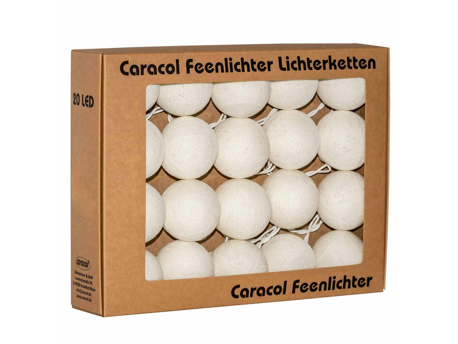 Kugel-Lichterkette 20 handgefertigte Kugeln, creme