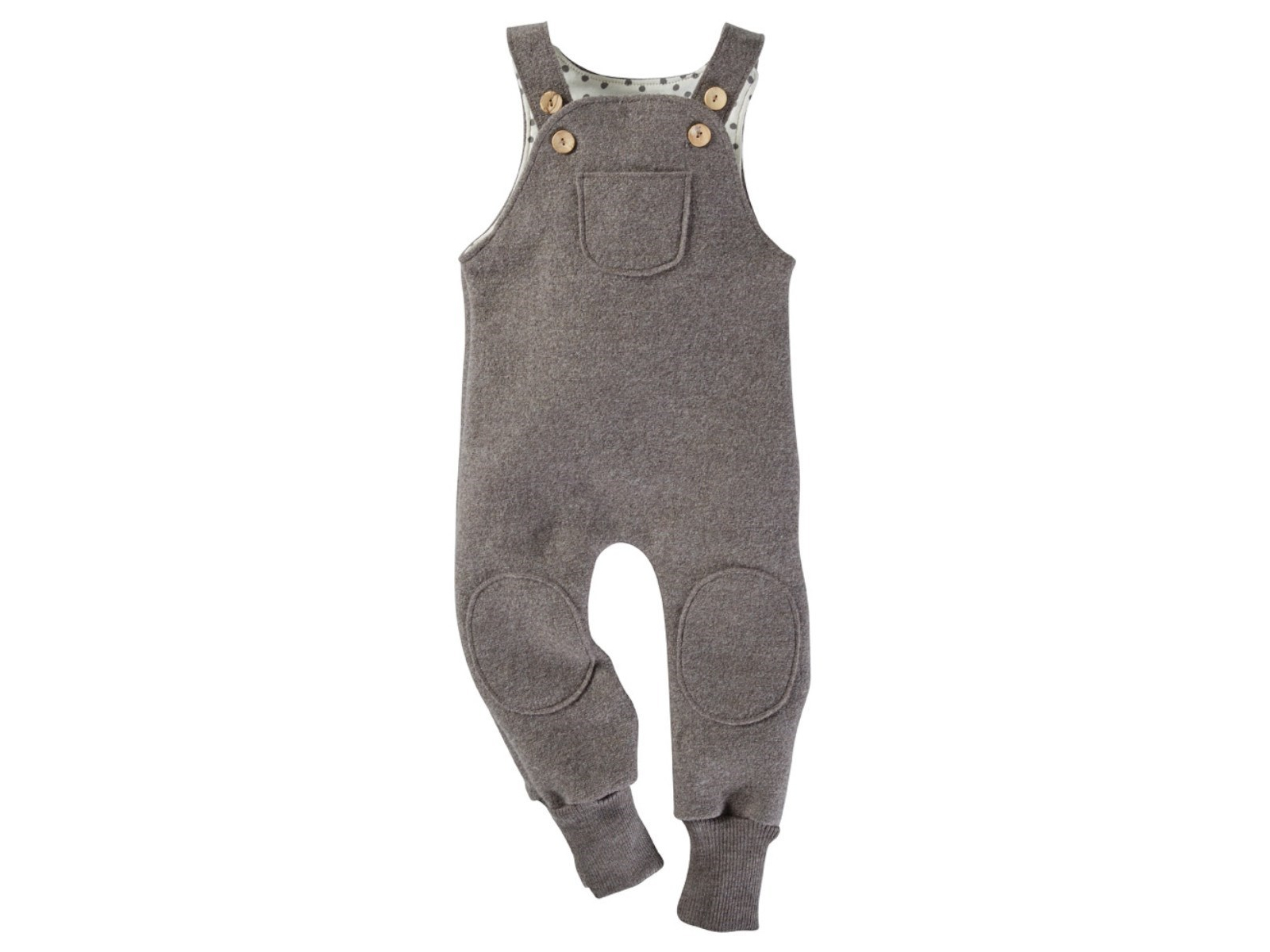 Kinder Latzhose Bio Schurwolle Walk taupe Gr.122/128