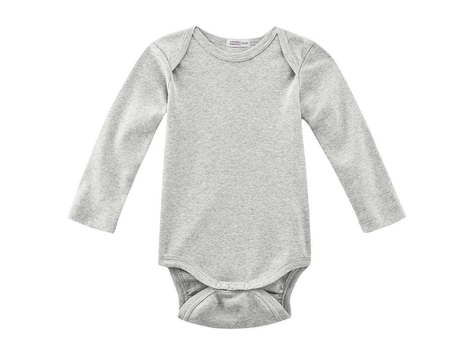 Living Crafts Baby Body Langarm Bio-Baumwolle grau-melange Gr. 86/92