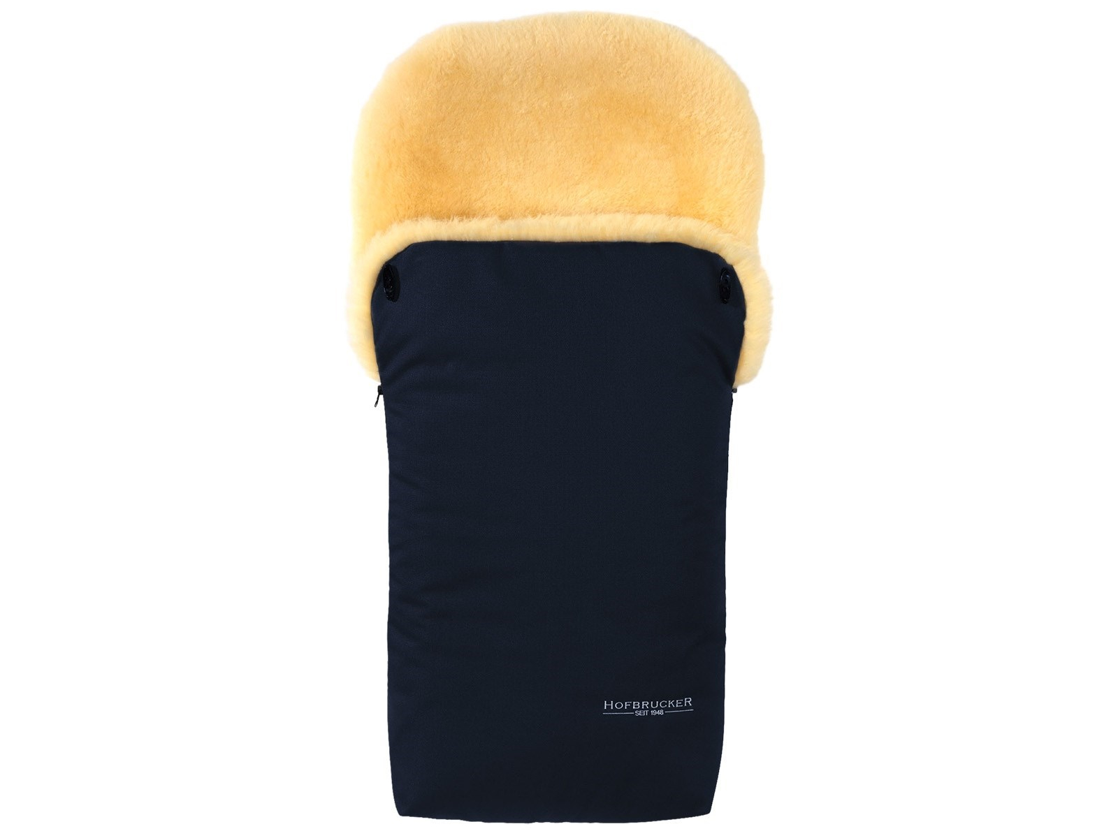Hofbrucker Fußsack Kinderwagen Lammfell "Putzi" navy blue Maße 90 x 34 x 10 cm