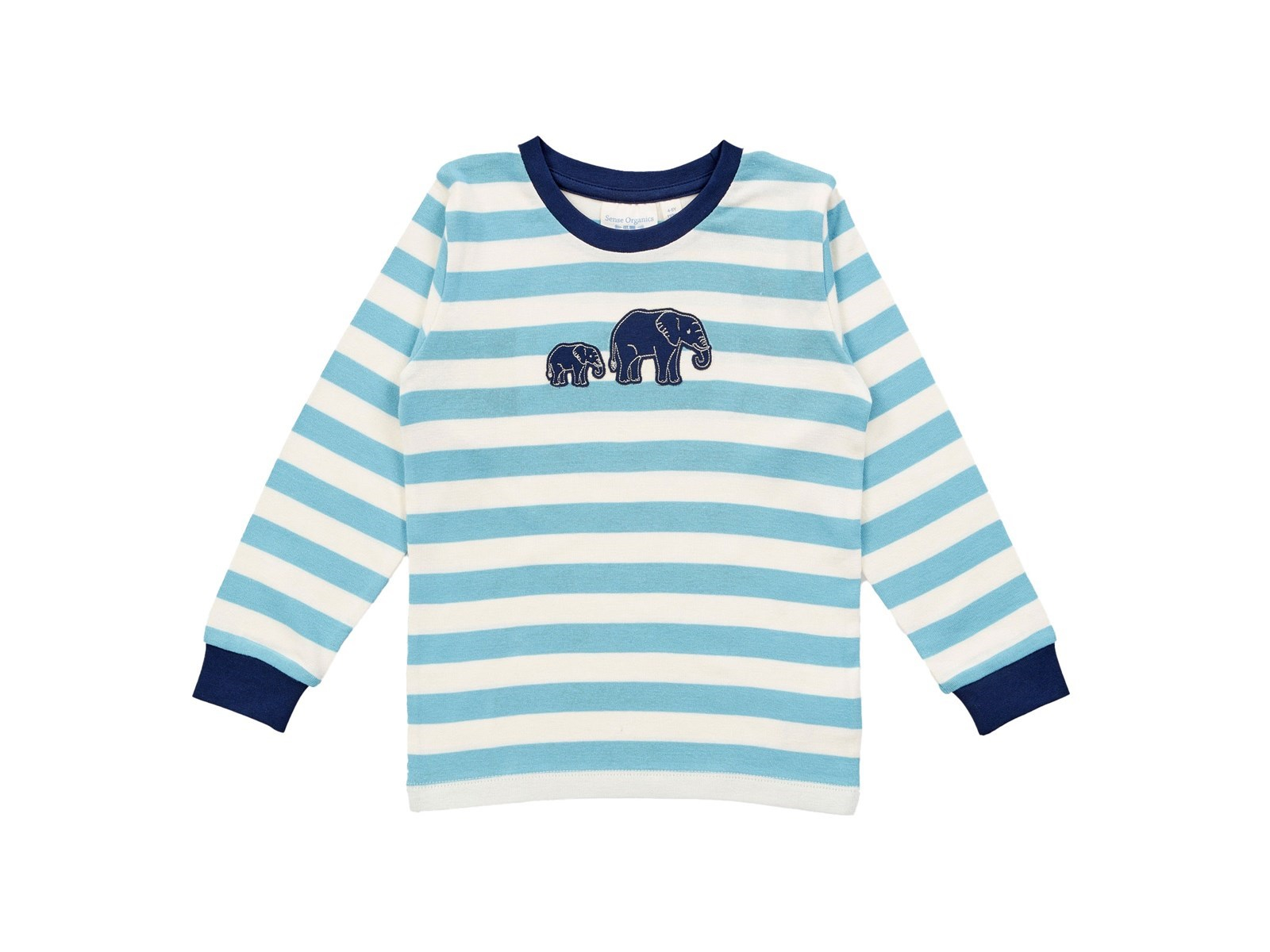 Sense Organics Kinder Schlafanzug Retro aqua stripes Elefant Gr.98 (2-3 Jahre)