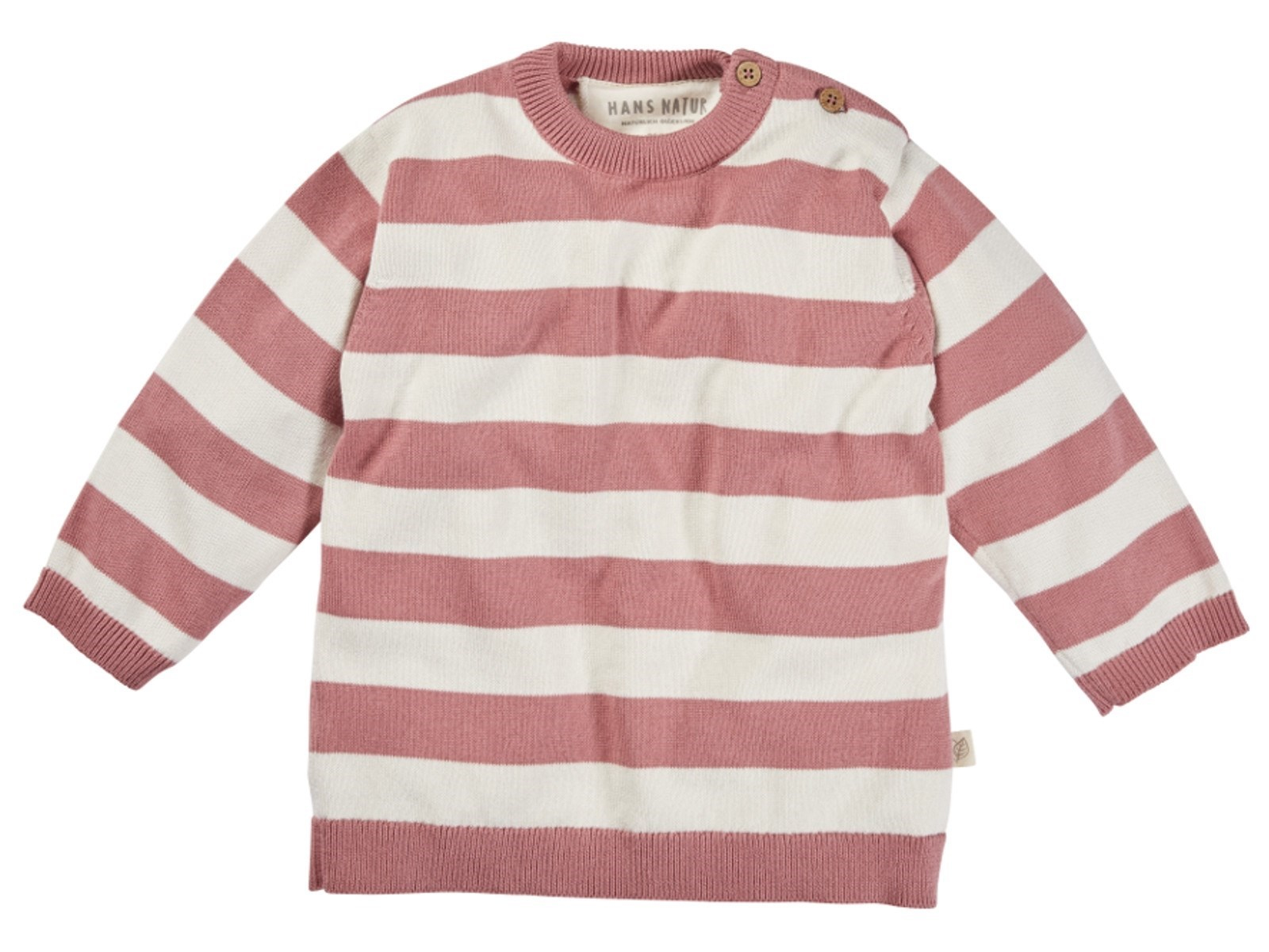 Kinder Pullover Strick-Qualität Bio-Baumwolle ecru-rose Gr.122/128